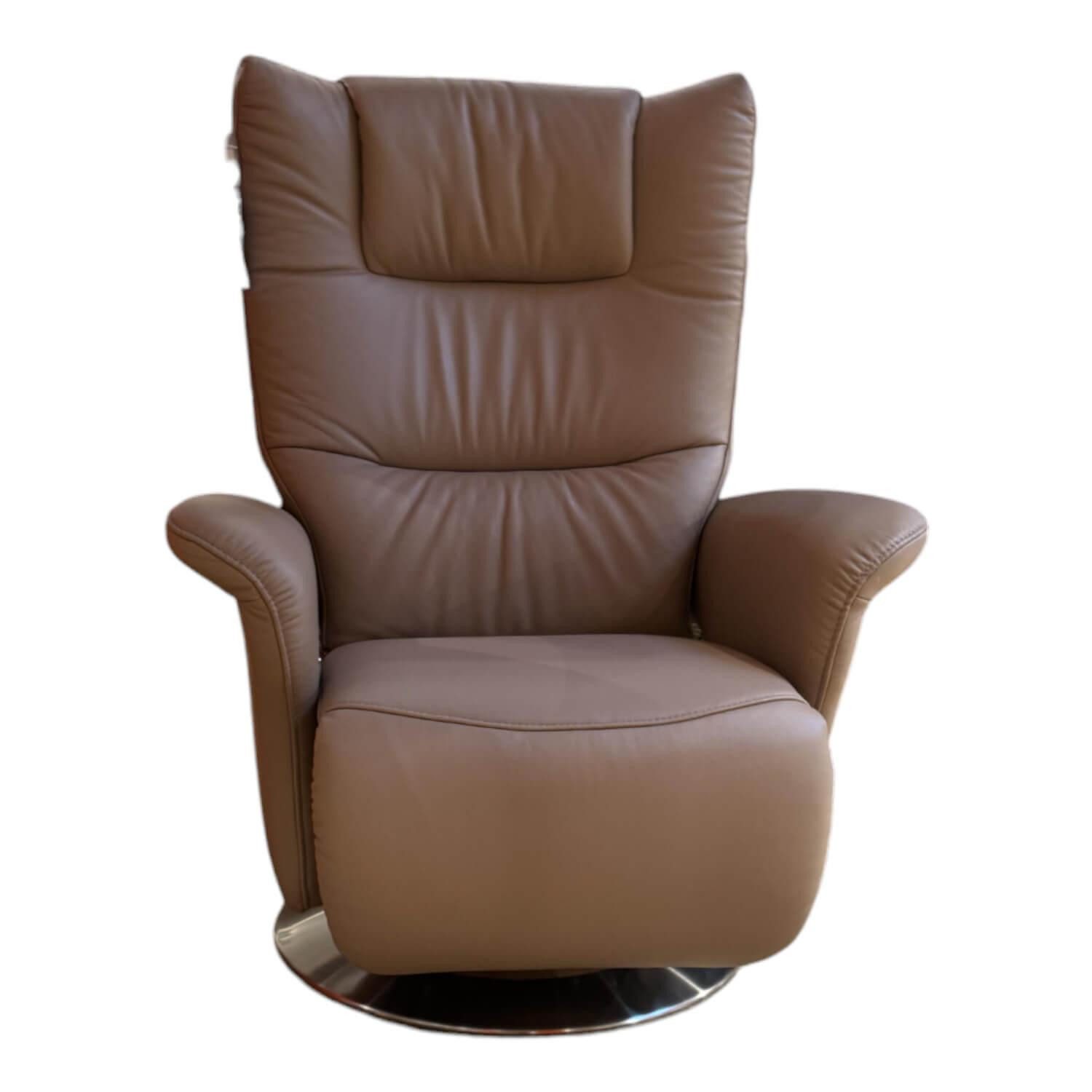 himolla Relaxsessel Relaxsessel 8006 Leder 24 Sand Beige Tellerfuß Aluminium