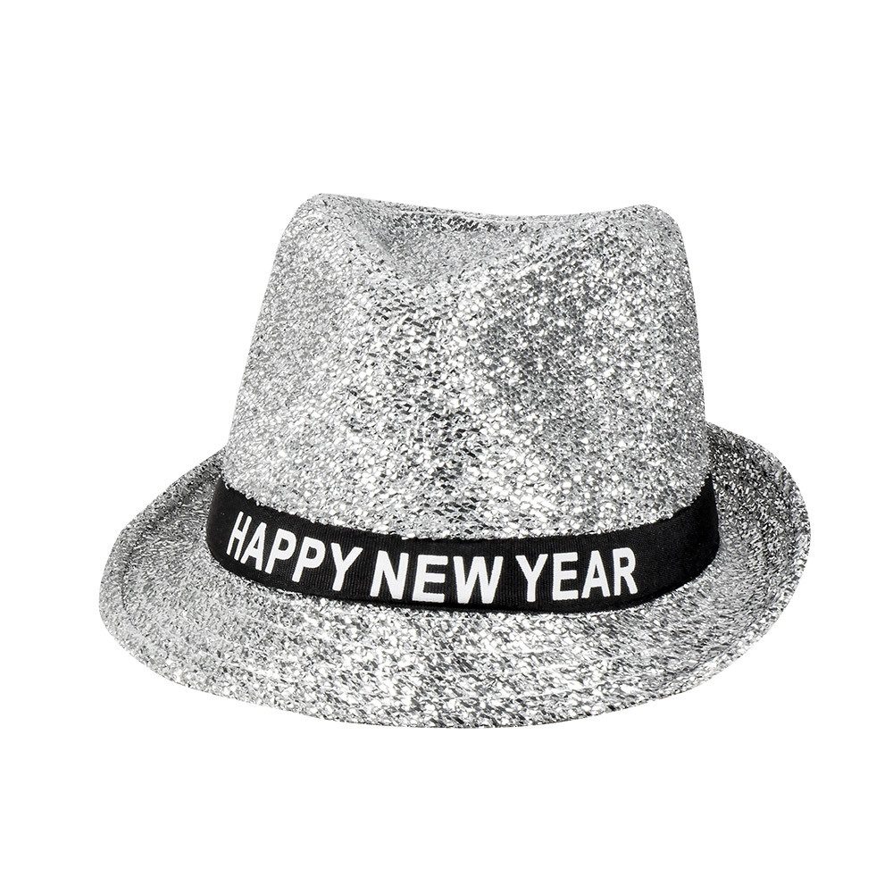 Boland Kostüm Hut Sparkling 'Happy New Year', Silber - Silveste