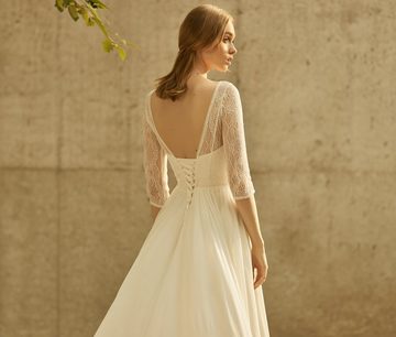 Bride Now! Brautkleid Brautkleit in A - Linie aus Spitze und Chiffon mit 3/4 Arm