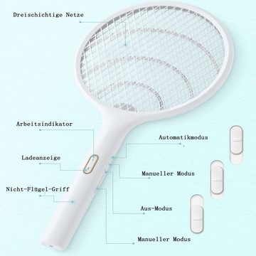 GelldG Fliegenmasken Elektrische Fliegenklatsche 3500V USB wiederaufladbar Mücken klatsche