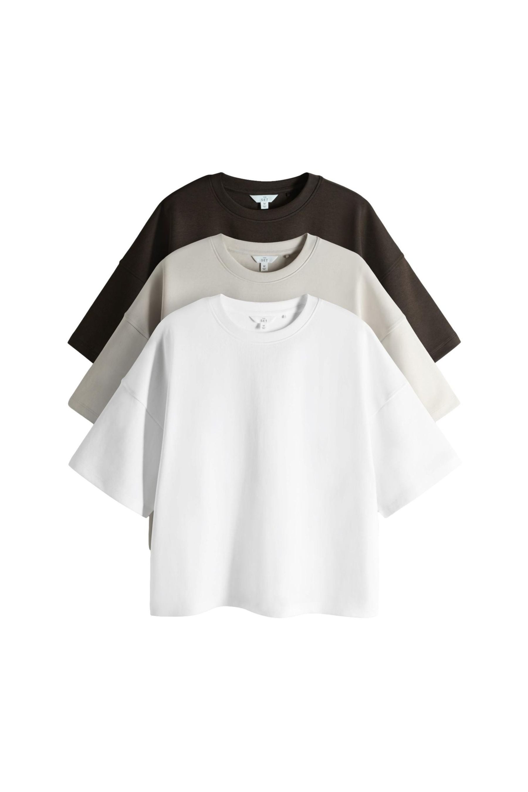 The Set T-Shirt The Set kastiges Premium-T-Shirt im 3er-Pack (3-tlg) günstig online kaufen