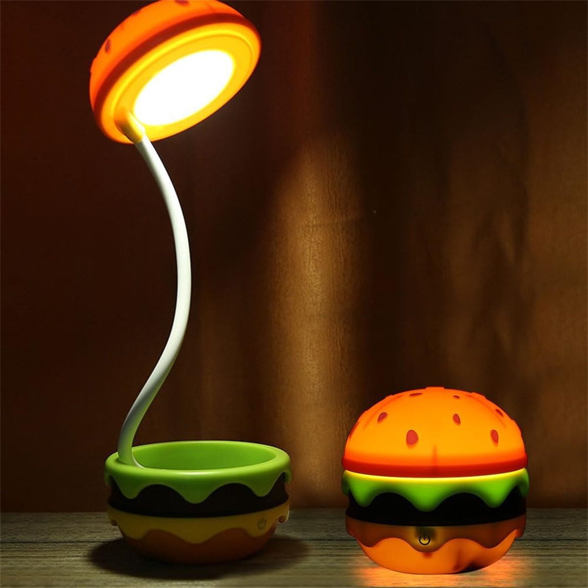 yozhiqu LED Schreibtischlampe Wiederaufladbare Hamburger kleine süße Schreibtischlampen für Kinder, Dimmbarer Touch-Schalter, Lesen, Raumdekoration