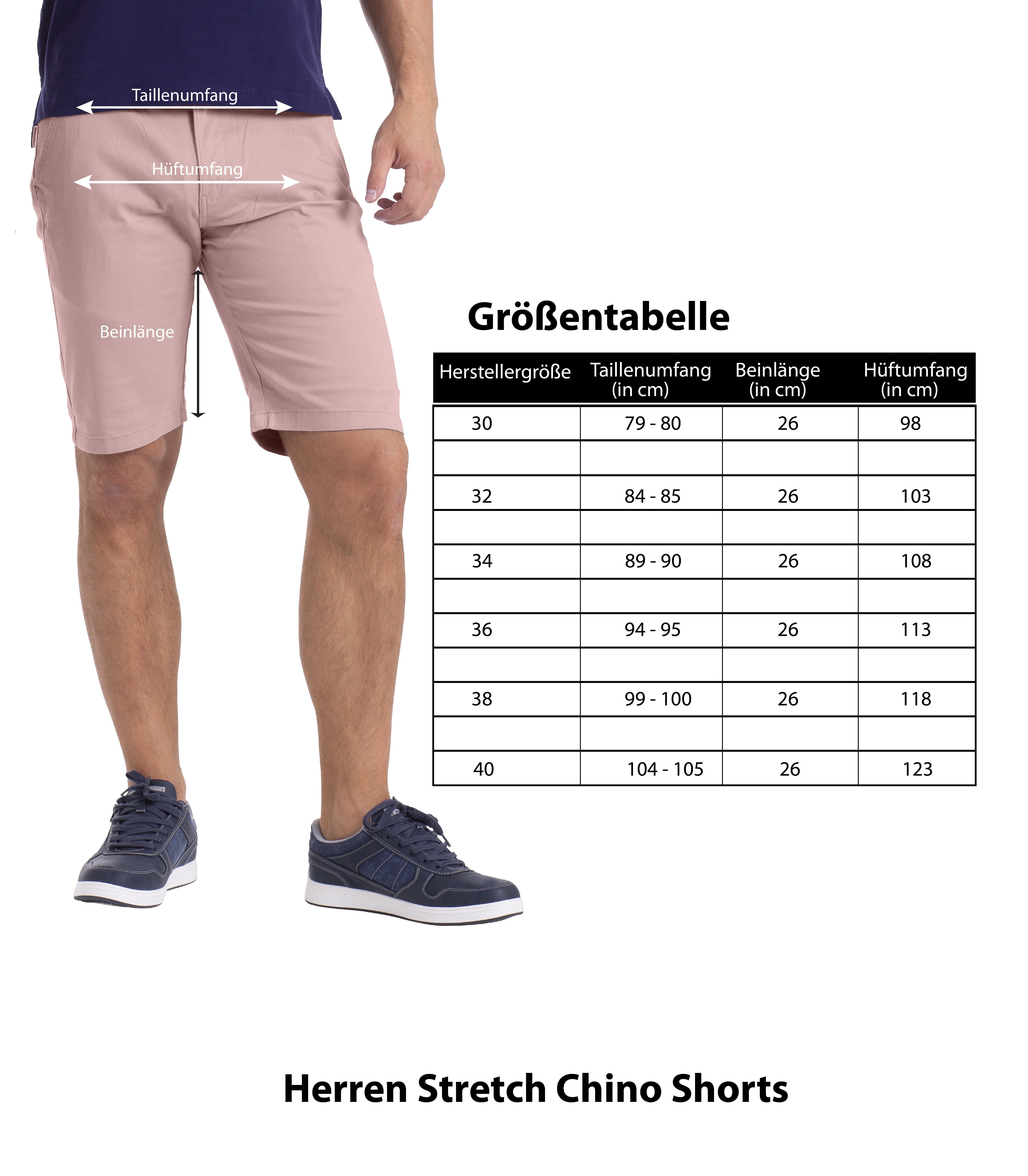 BlauerHafen Chinoshorts Shorts Bermuda Chino Fit Stretch Herren Hellrosa Strecken-Baumwolle Slim Hose
