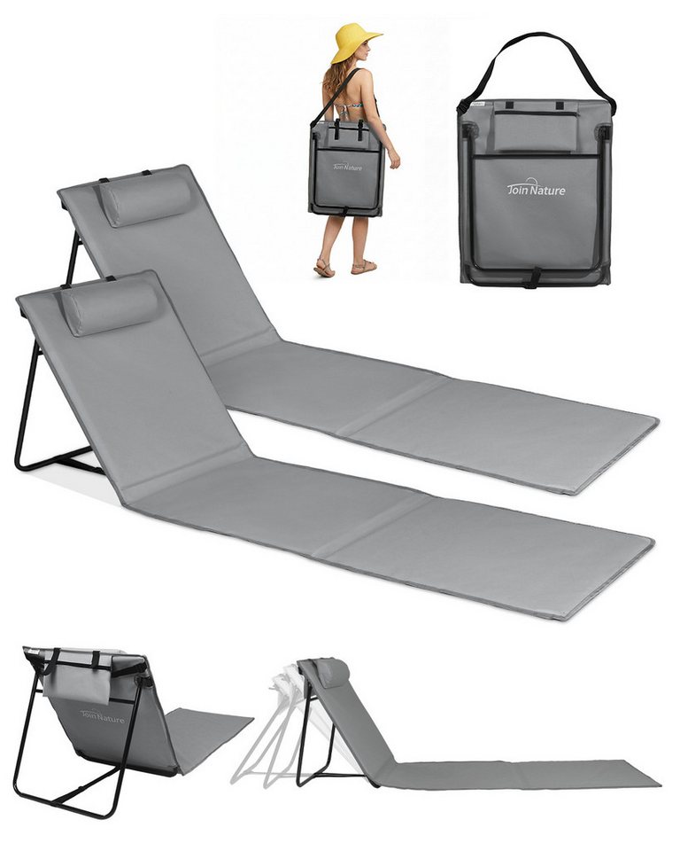 HOMECALL Strandtuch Strandmatte Liegestuhl Strandliege klappbar leicht, (61 cm, 2-St), Schnell Trocknet verstellbarer