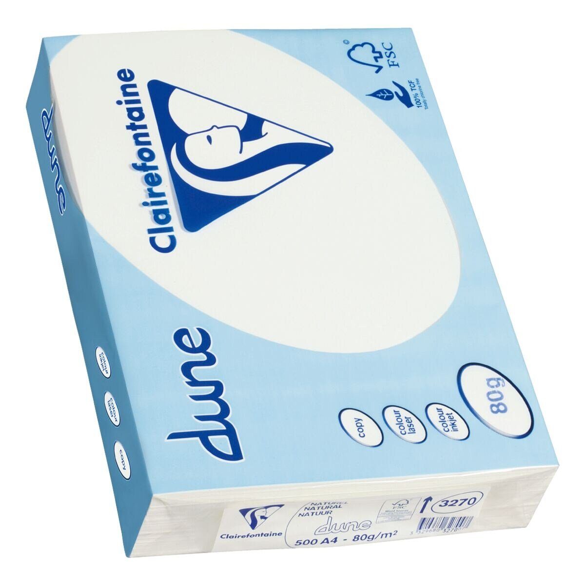 CLAIREFONTAINE Druckerpapier dune, Format DIN A4, 80 g/m², creme, 500 Blatt
