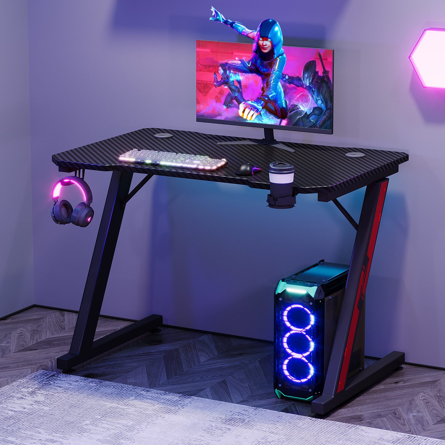 HOMALL Gamingtisch Schreibtisch 80/120/140/160cm, Z-Frame Gaming günstig online kaufen