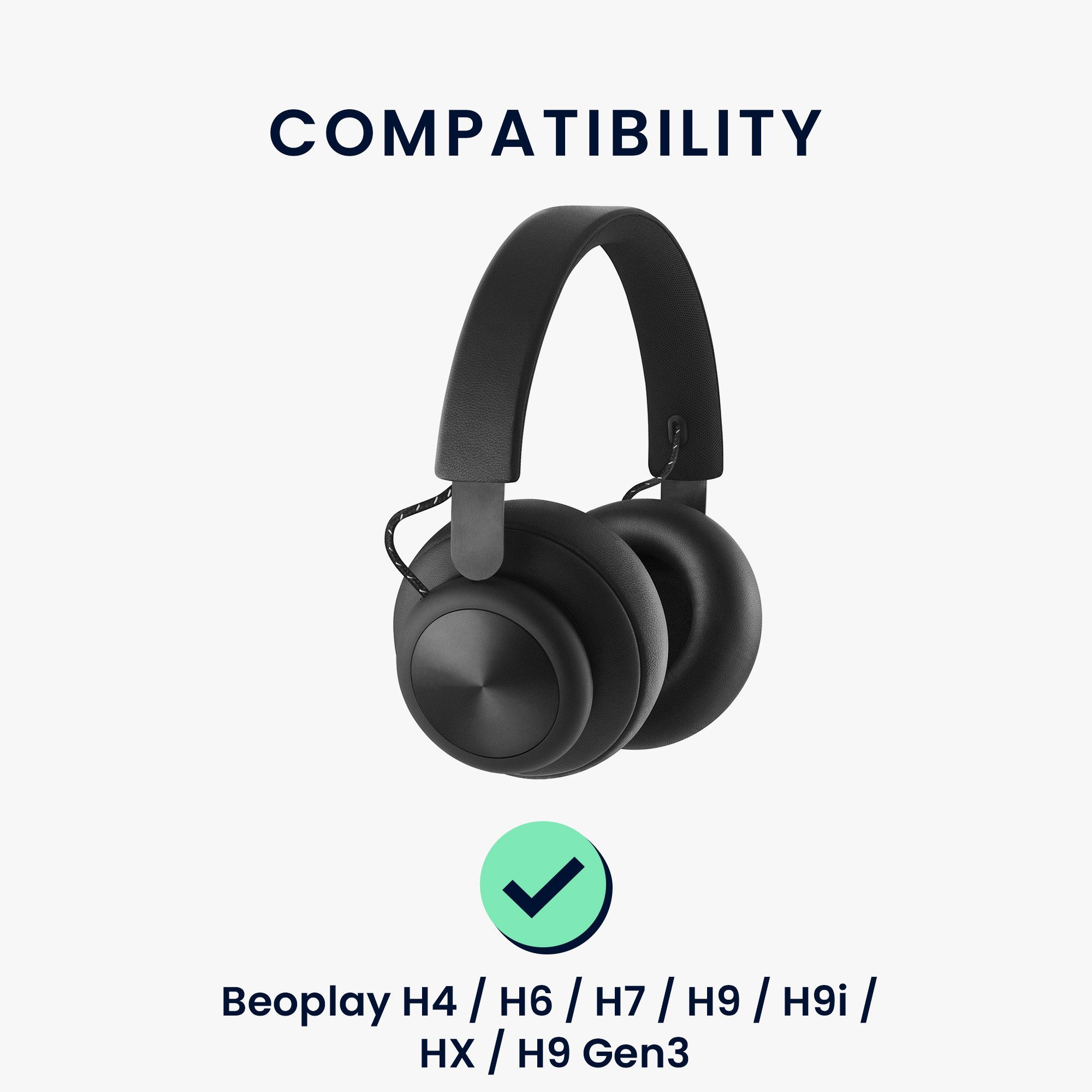 kwmobile 2x Ohr Polster für Beoplay H4 / H6 / H7 / H9 / H9i / HX / H9 Gen3 HiFi-Kopfhörer (Ohrpolster Kopfhörer - Kunstleder Polster für Over Ear Headphones)
