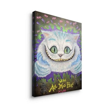 DOTCOMCANVAS® Leinwandbild Mad Cat, Leinwandbild Mad Cheshire Cat Grinsekatze Alice im Wunderland Comic