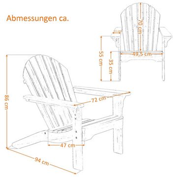 Raburg Gartensessel XXL Design-Gartenstuhl, Akazie Hartholz, Premium Light, Adria, Canadian Adirondack Deck-Chair / Hamburger Alsterstuhl, bis 120 kg