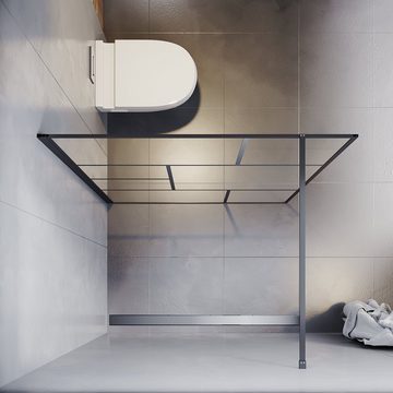 SONNI Walk-in-Dusche Walk in Duschwand schwarze Profil 100cm / 120cm Duschabtrennung, Mit der NANO-Beschichtung