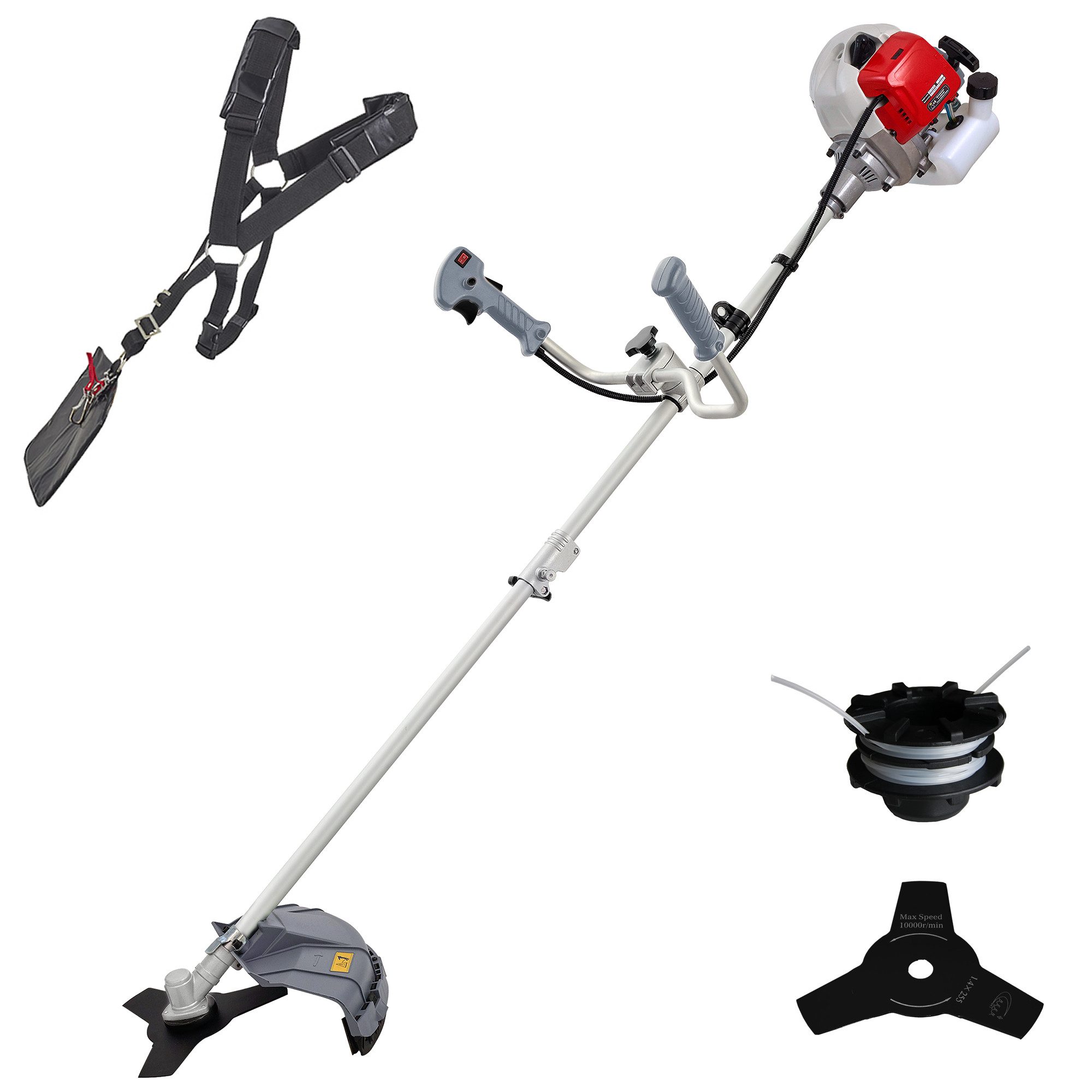 ikra GmbH Benzin-Freischneider IBF 43, 25,5 cm Arbeitsbreite Messer, 45 cm Arbeitsbreite Faden, inkl. Fadespule, Messer & Schultergurt