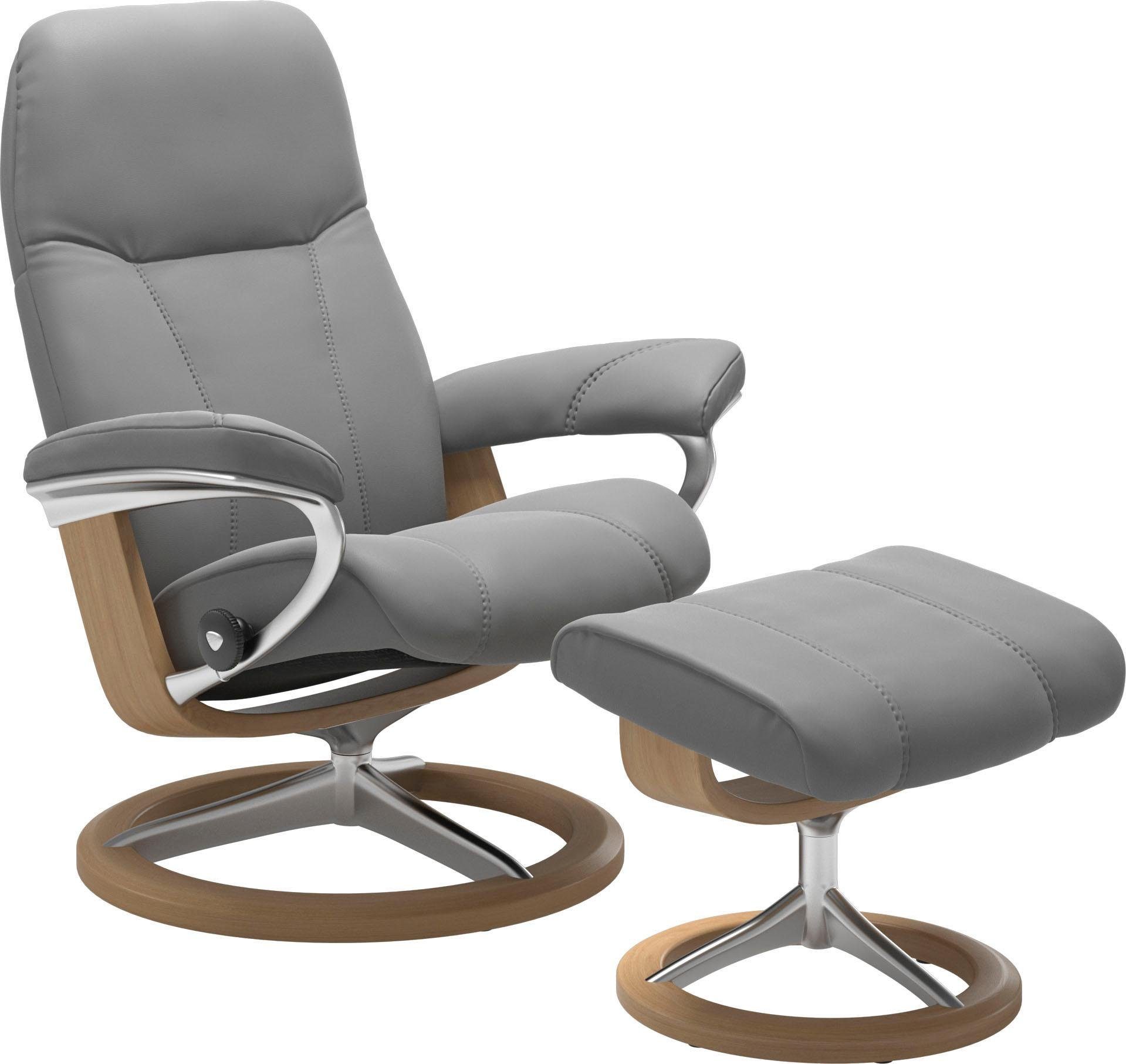 Signature Base, (Set, Relaxsessel mit Hocker, Stressless® Gestell Hocker), S, Relaxsessel Eiche mit Consul mit Größe