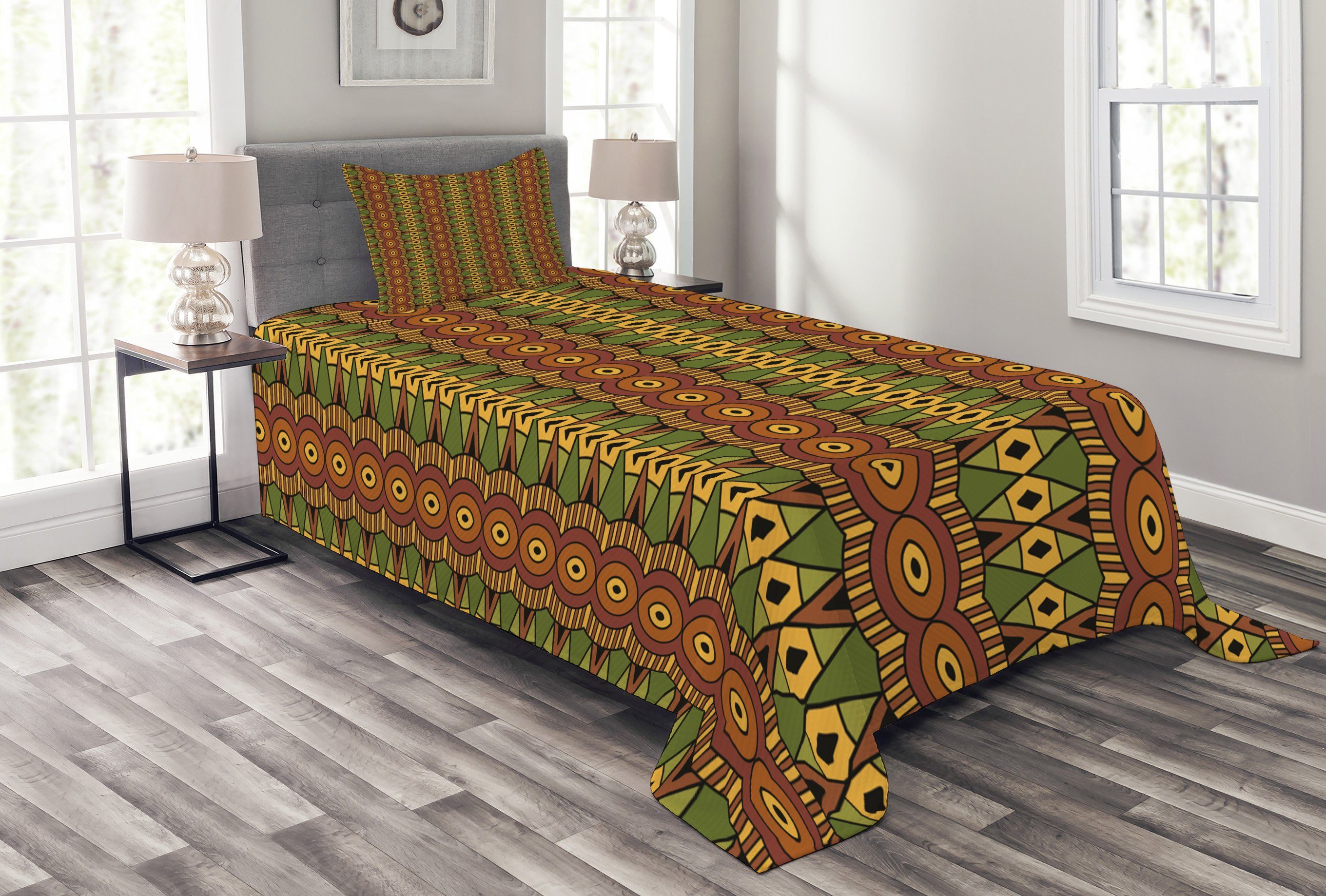 Set Tagesdecke Kissenbezügen abstrakte mit Waschbar, Abakuhaus, Motive afrikanisch