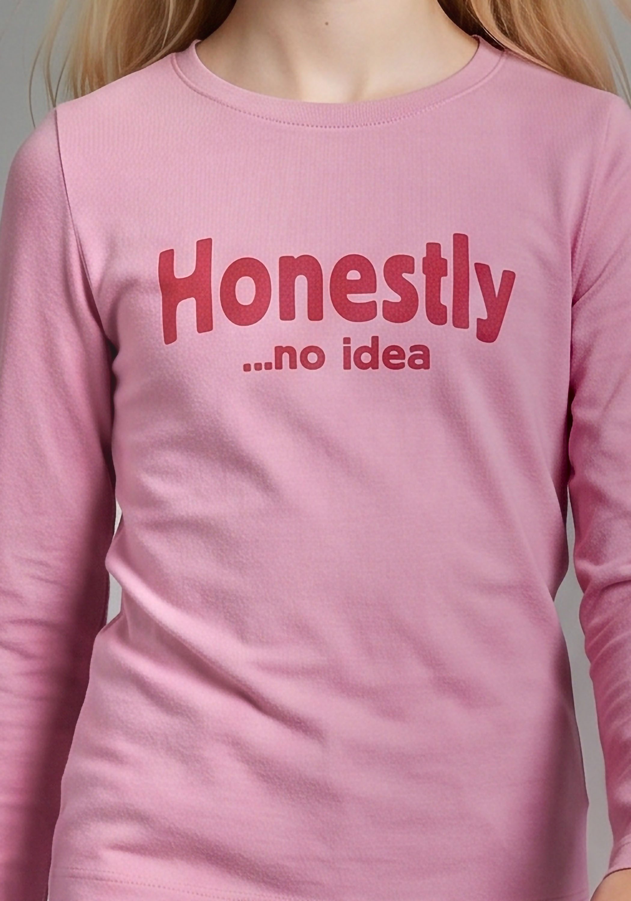 KIDSWORLD Langarmshirt Slogan Shirt: HONESTLY langärmlig, Basic-Stil, mit tiefem Rundhalsausschnitt
