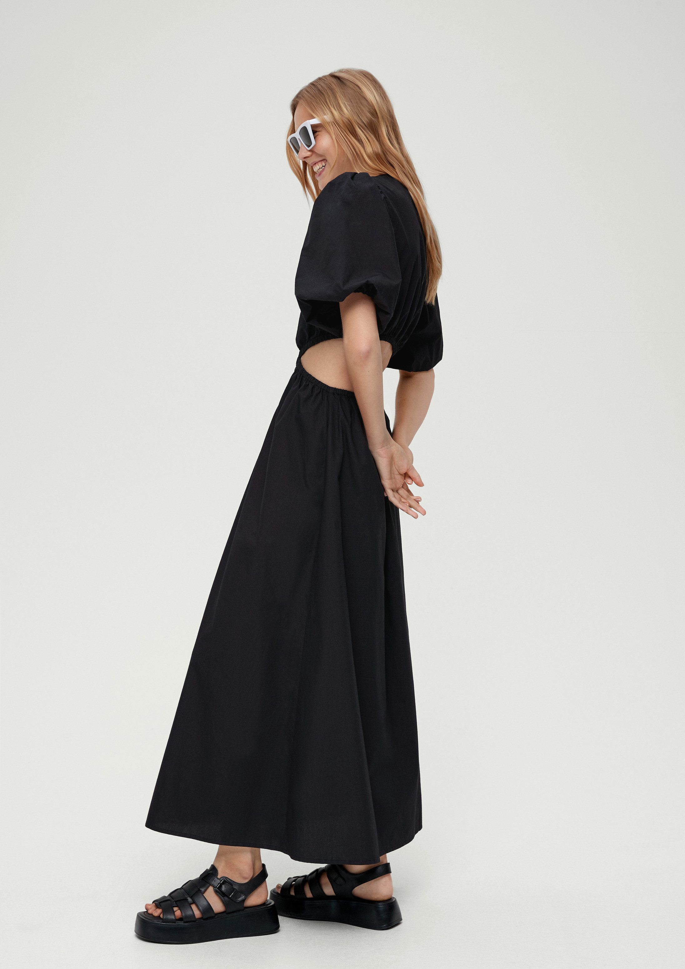 QS Maxikleid Kleid Zweiteiliges Popeline-Kleid