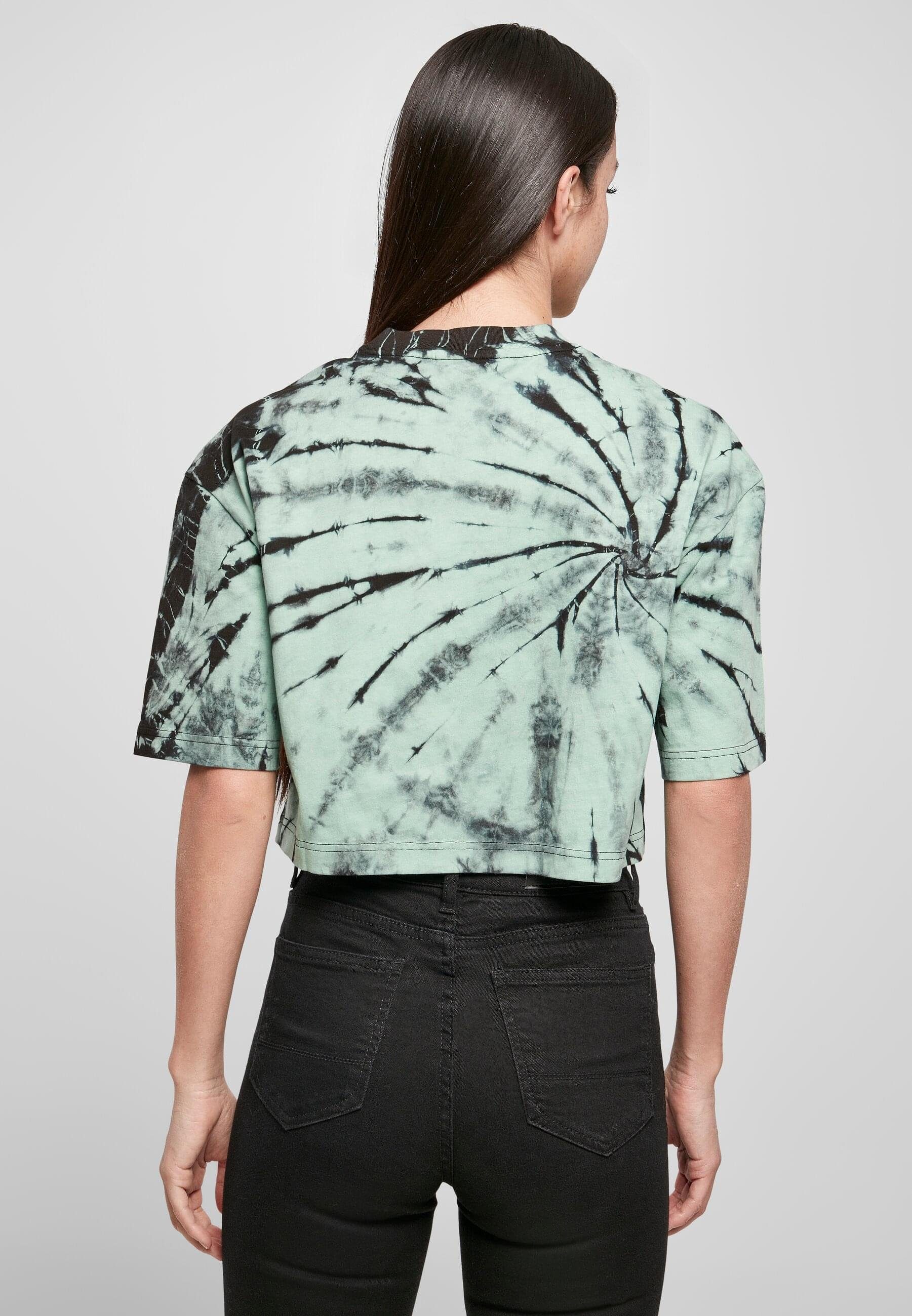 black/ghostgreen Ladies Damen URBAN Oversized Cropped CLASSICS Kurzarmshirt (1-tlg) Tie Tee Dye