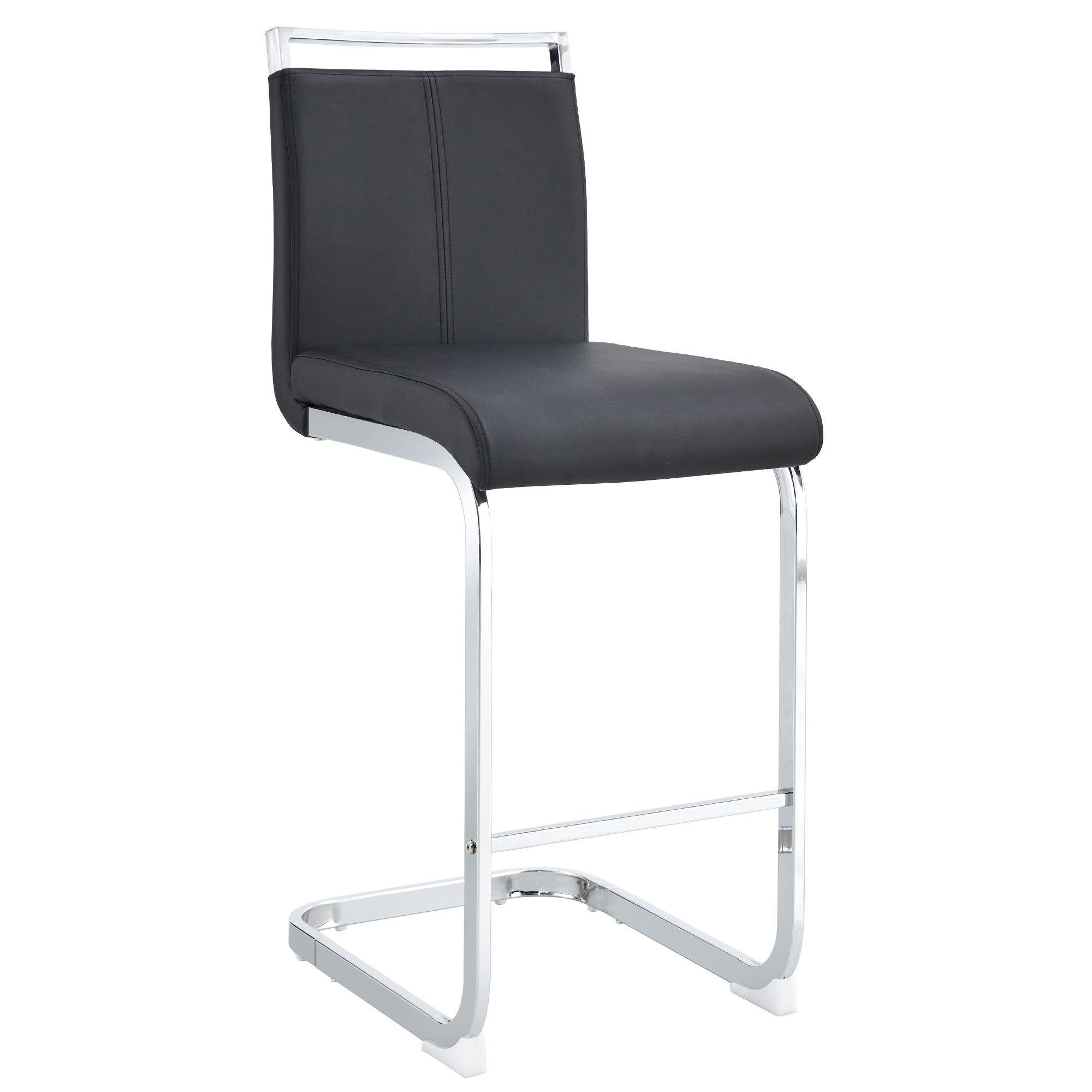 JUFU Barhocker 2er Set mit Fußstütze, Sitzhöhe 63,5 cm, Tresenhocker, Bistrostuhl (2 St), Polsterstuhl, Esszimmerstuhl mit verchromtem Metallgestell