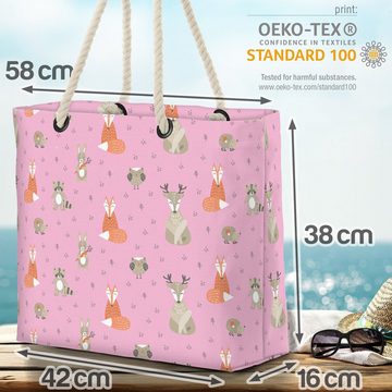 VOID Strandtasche (1-tlg), Eule Hase Fuchs Beach Bag Kinder Muster Reh Tiere Wald Waldtiere Märchen Sommer