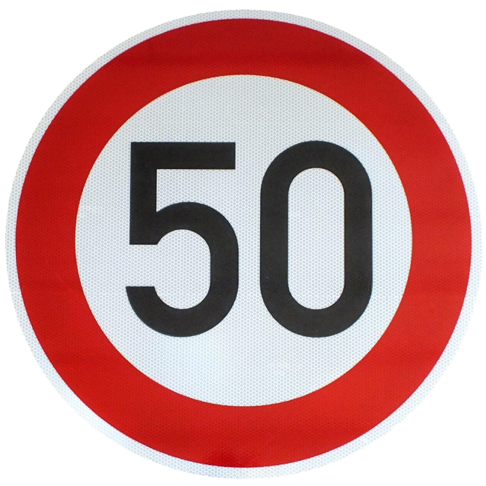 BauSupermarkt24 Verkehrsschild Verkehrszeichen Nr. 274-50 "50km/h" Verkehrsschild 50 Geburtstag RA2
