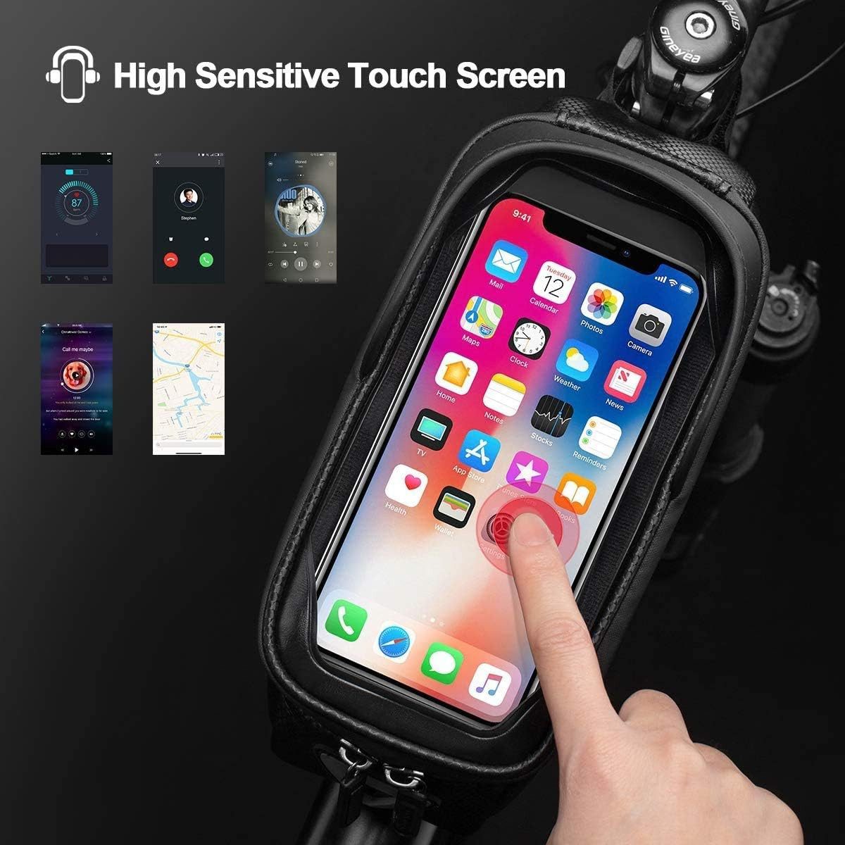 ROCKBROS Fahrradtasche Wasserdicht Handytasche für Smartphone bis zu 6.8 Zoll (Rahmentasche, Lenkertasche), Mit TPU sensitivem Touchscreen für Mountainbikes, Rennrad