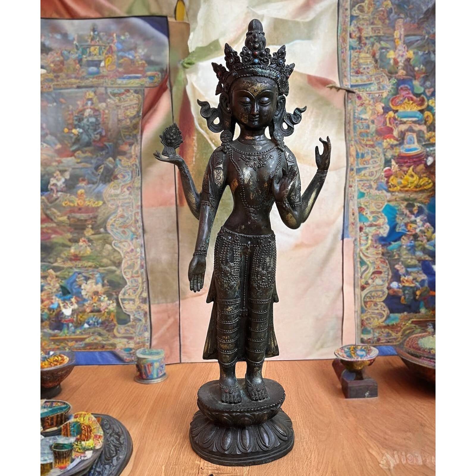 LifeStyle Asien Avalokiteshvara groß Figur Bronze Chenrezig Buddhafigur 67cm Tibet