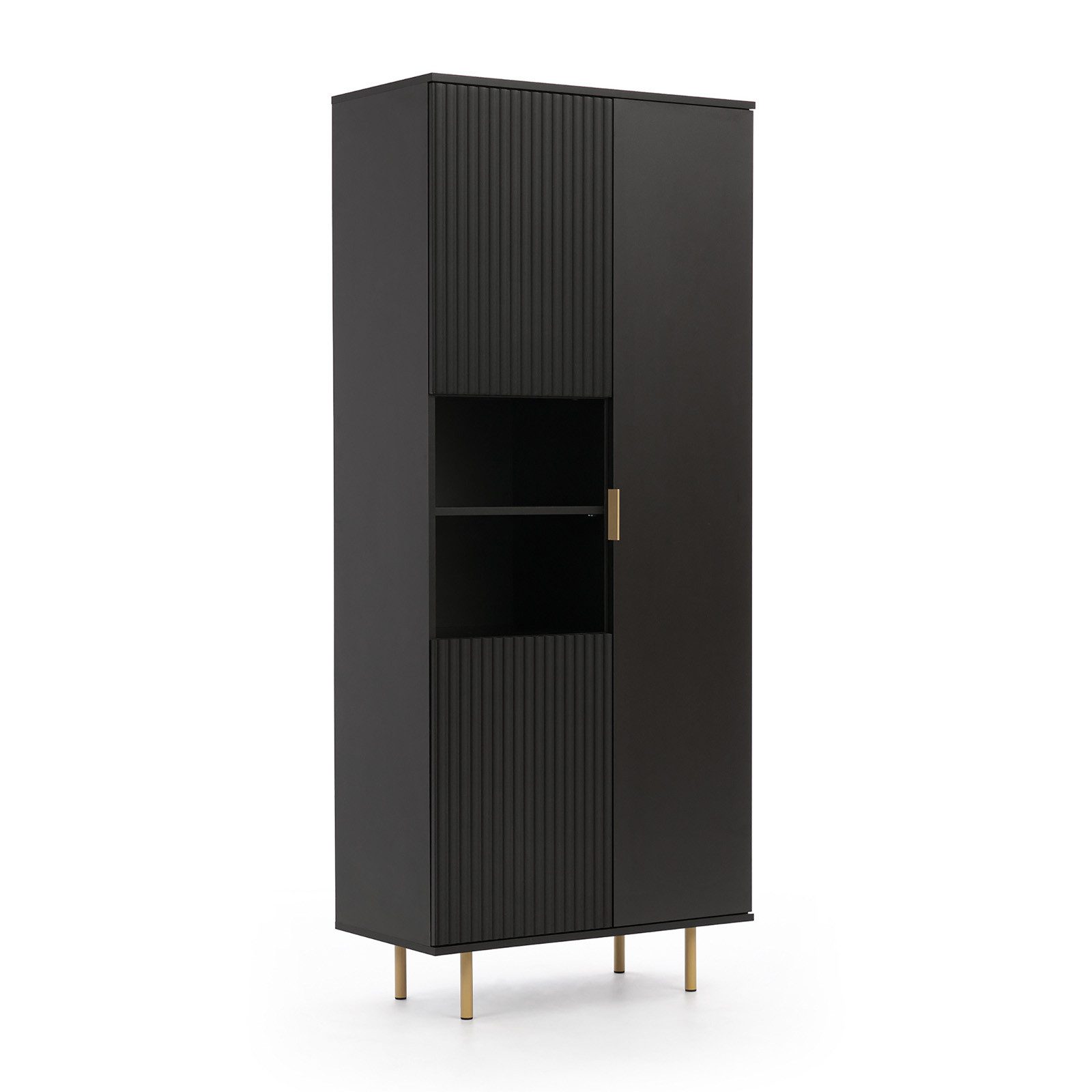 HAUSELEMENT Mehrzweckschrank NUBIA NB-05 3 Türen Vitrine Regal Schrank 80 x 190 cm Modern