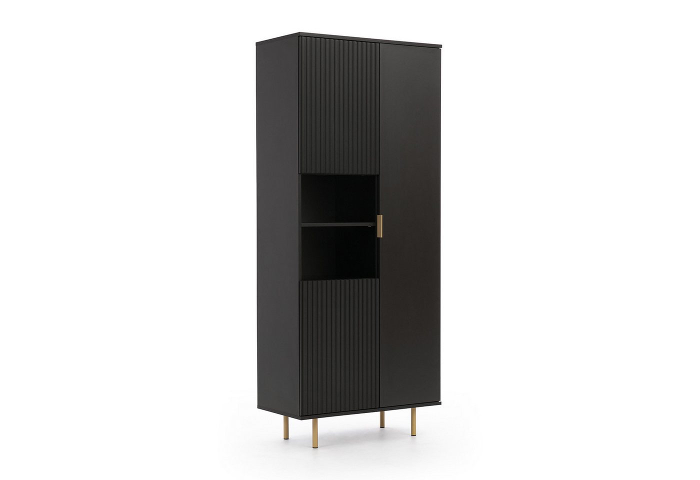HAUSELEMENT Mehrzweckschrank NUBIA NB-05 3 Türen Vitrine Regal Schrank 80 x 190 cm Modern