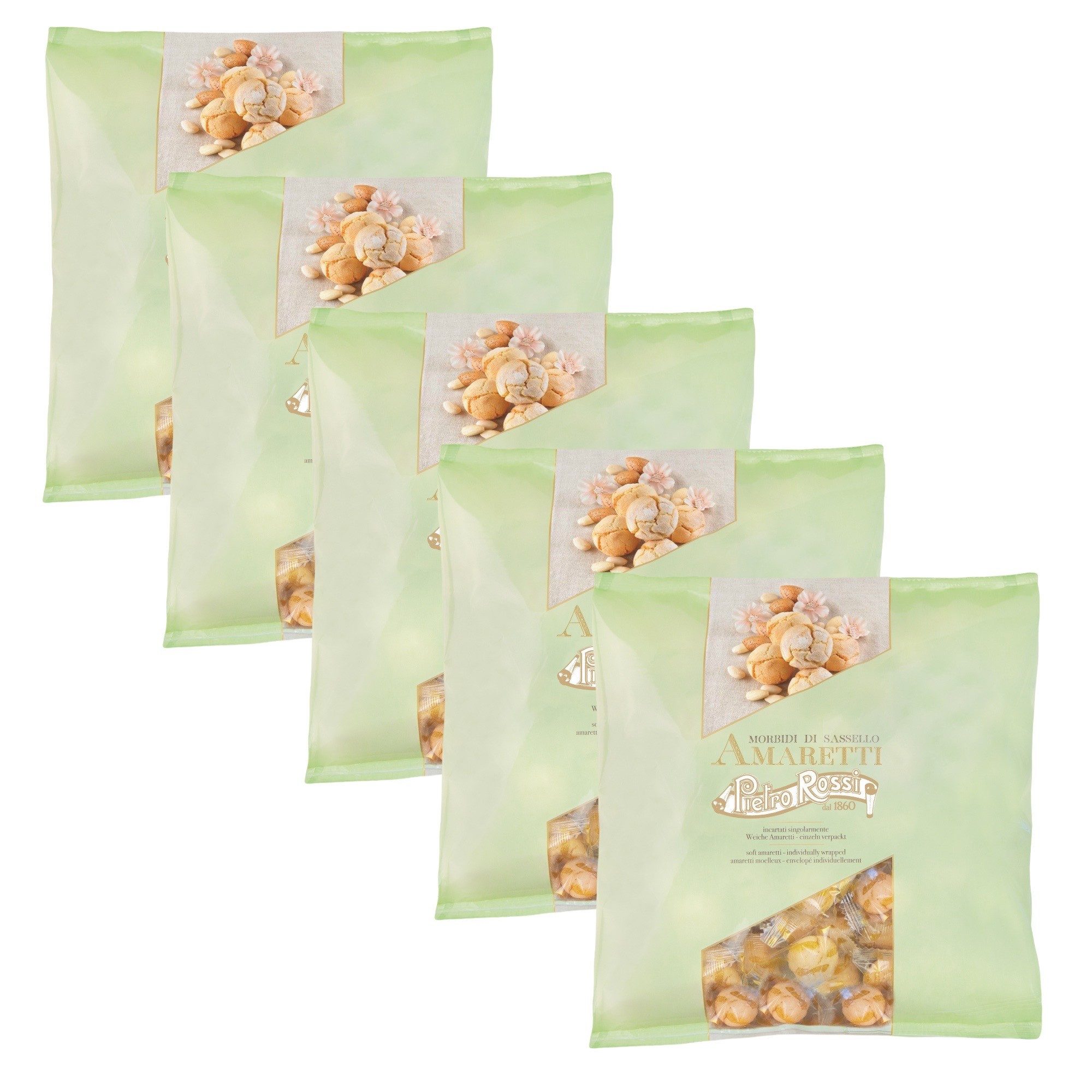 Pietro Rossi Kekse Pietro Rossi Amaretti 5x750g einzeln verpackt – 37,5% Aprikosenkerne