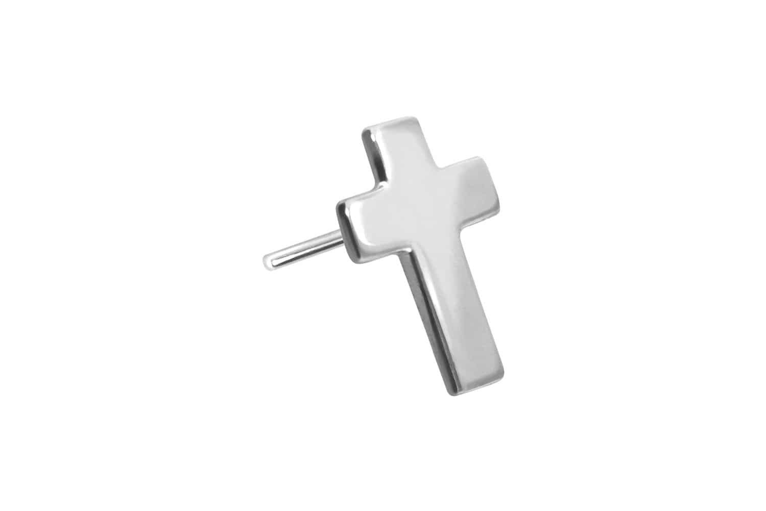 Piercing-Set 14 Karat Gold Aufsatz mit Titan Push Pin KREUZ