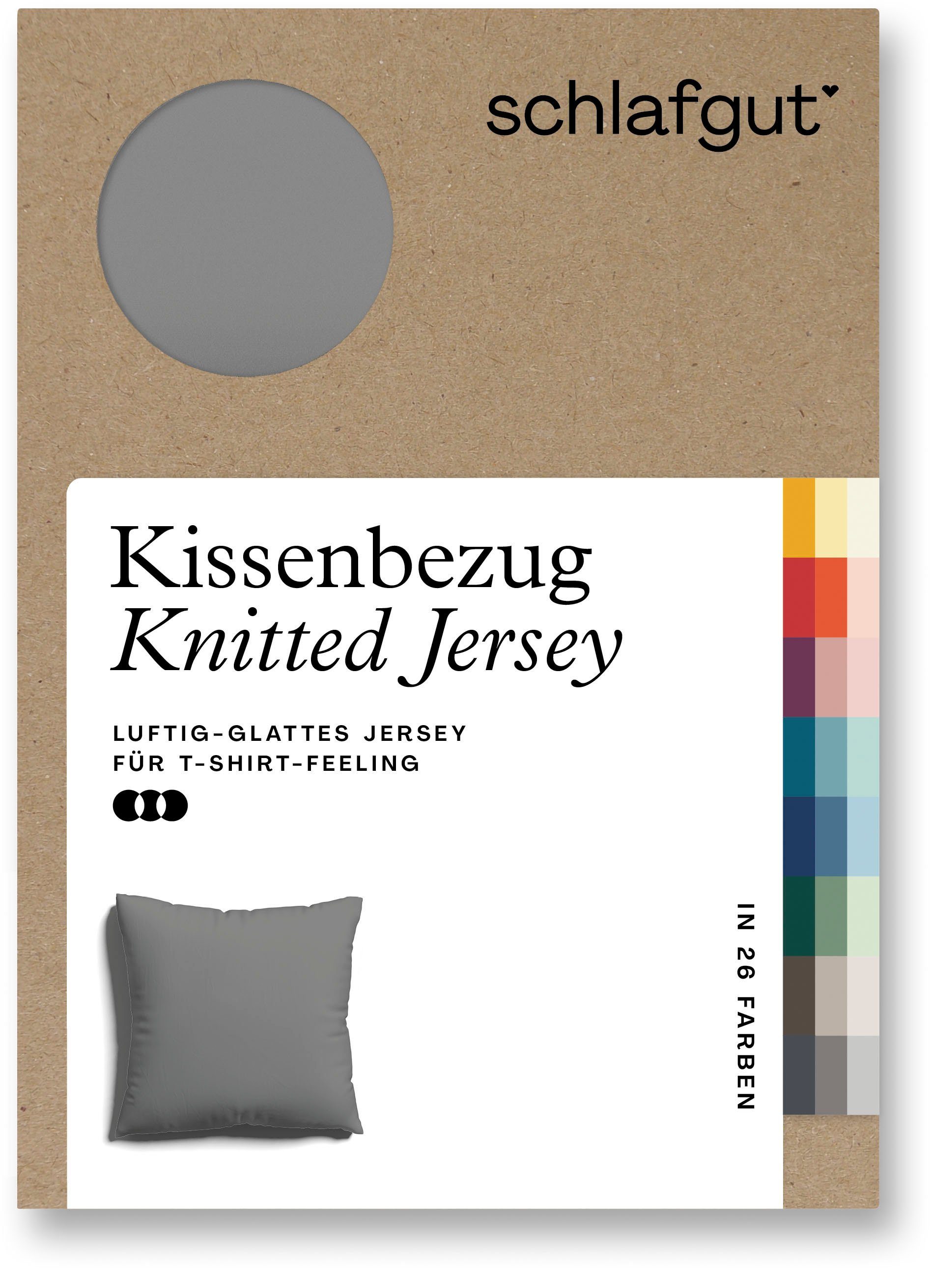 Kissenbezug Knitted Jersey aus Bio-Baumwolle mit Elasthan, bügelfrei, Schlafgut (1 Stück), besonders fein gestrickt, Kissenhülle mit farbigem Reißverschluss