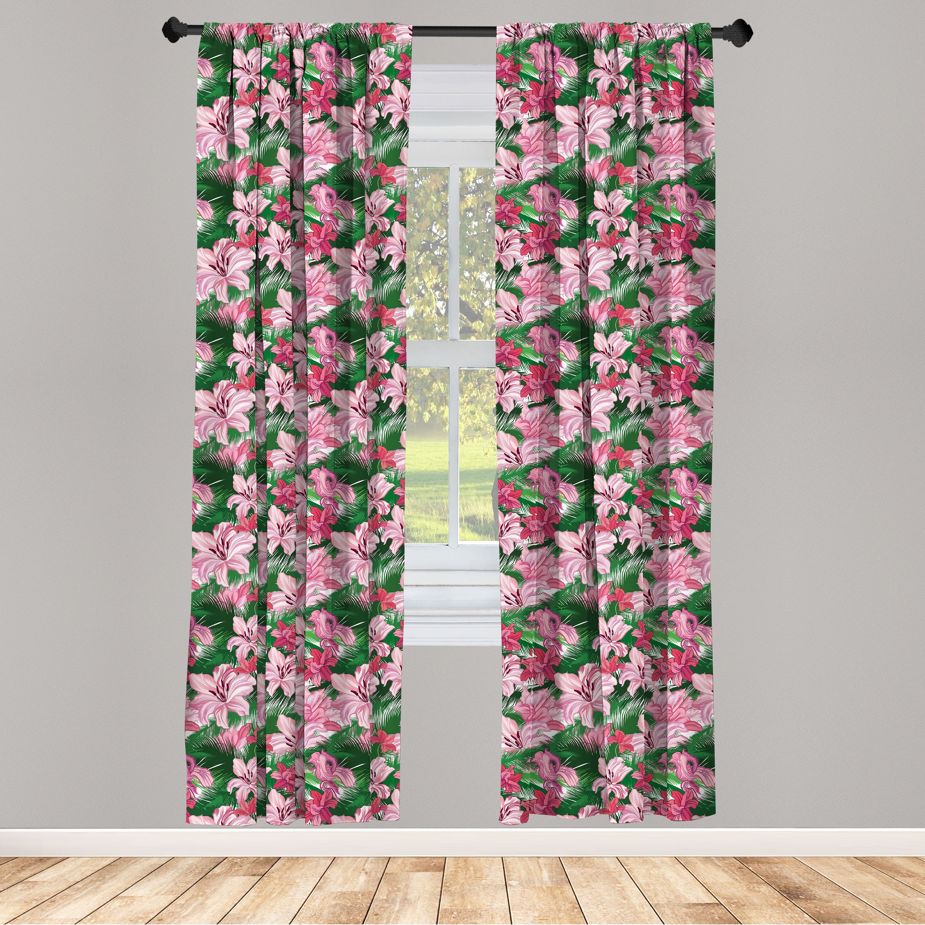 Dekor, Microfaser, Urwald Vorhang Wohnzimmer Schlafzimmer für Gardine Hawaii-Frühlings-Blüten Abakuhaus,
