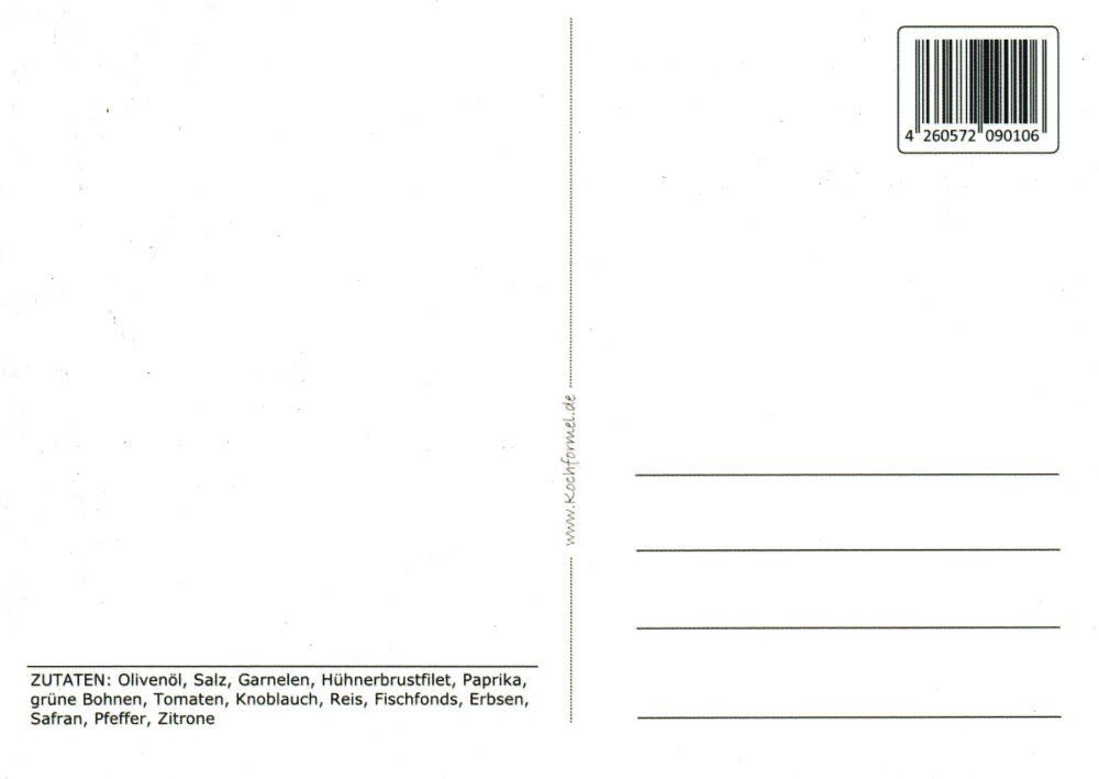 Postkarte "Spanische Rezept- Paella" Rezepte: