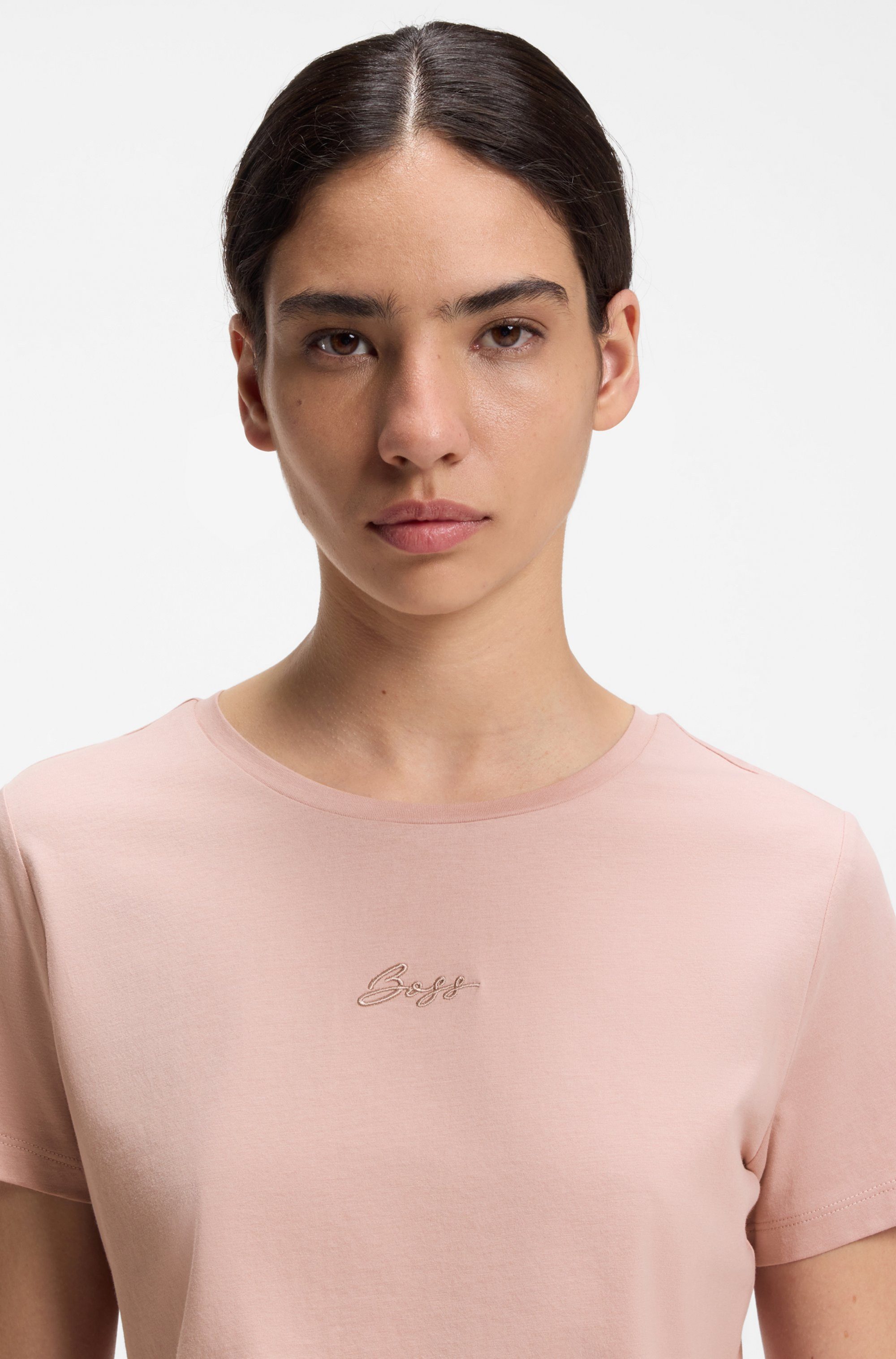 BOSS ORANGE T-Shirt Elove Embro Premium Damenmode mit Rundhals, Slim Fit – Bild 2 von 5