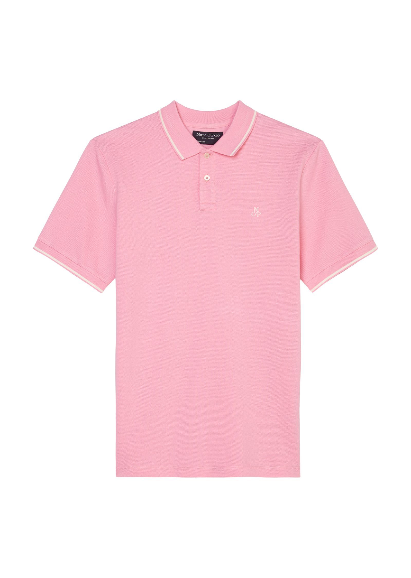 Marc O'Polo Poloshirt short embroidery mit at Logostickerei slits Polo shirt, chest on easter side, pink sleeve
