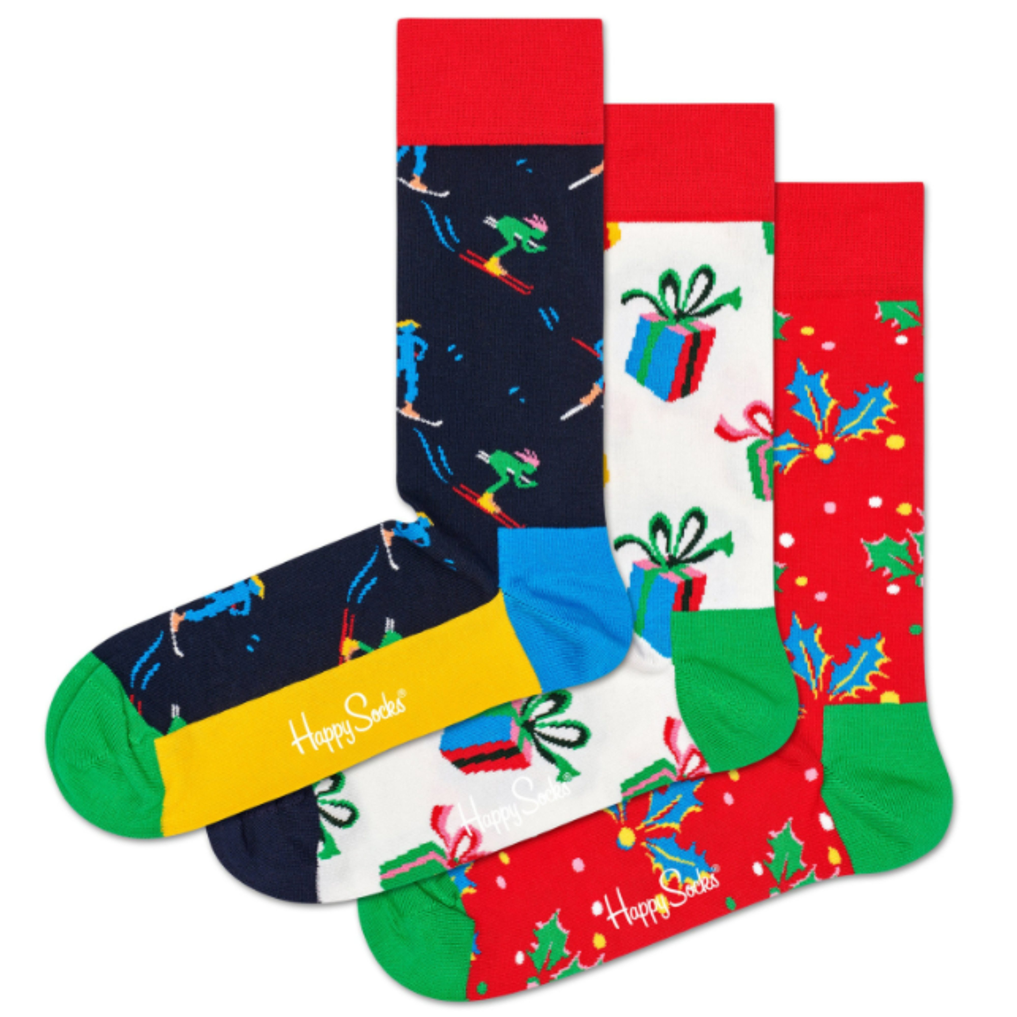 Happy Socks Freizeitsocken 3er Pack Baumwoll Socken mit Motiv, Weihnachten, Geschenk