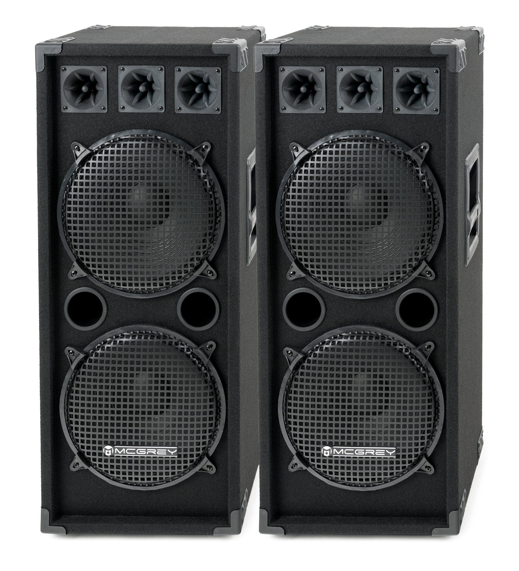 McGrey DJ-2222 2-Etagen DJ PA Box Tower Paar Party-Lautsprecher (N/A, 500 W, 2-Wege System mit 2x 30cm (12 zoll) Subwoofer und 4x Piezo-Hochtönern)