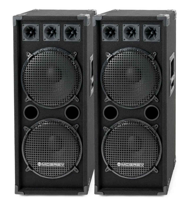 McGrey DJ-2222 2-Etagen DJ PA Box Tower Paar Party-Lautsprecher (500 W, 2-Wege System mit 2x 30cm (12 zoll) Subwoofer und 4x Piezo-Hochtönern)