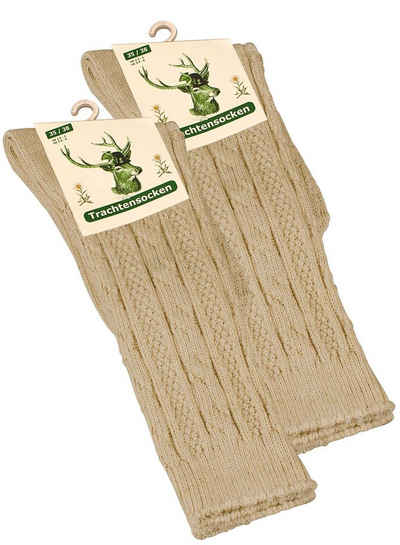 Cotton Prime® Trachtensocken (2-Paar) mit Zopfmuster