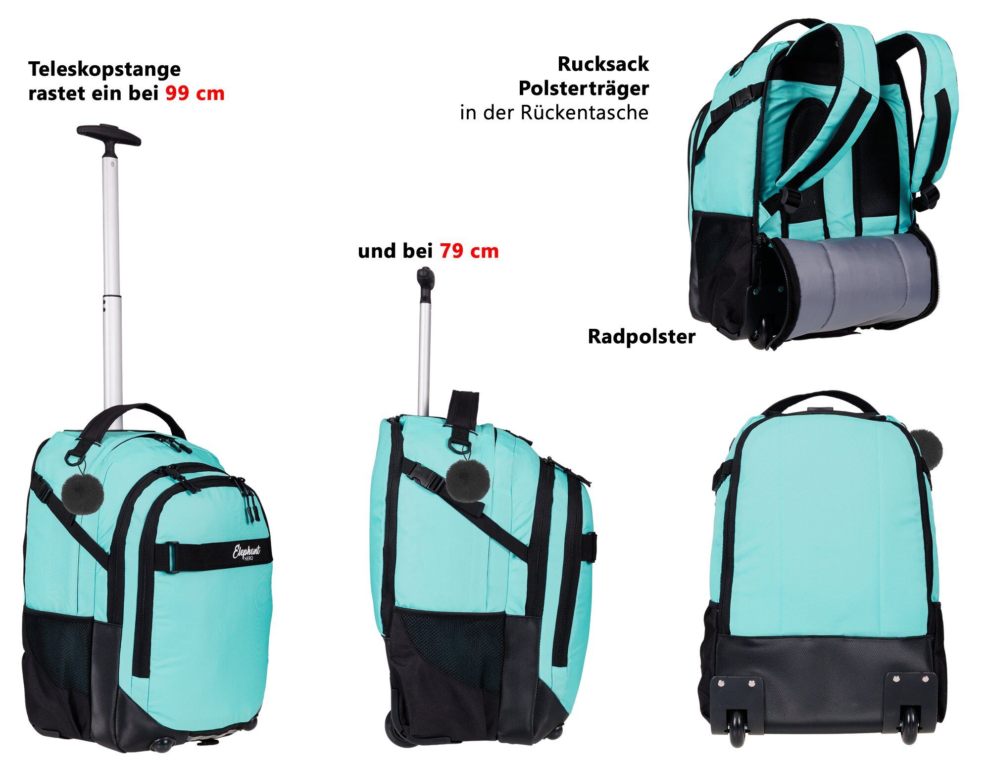 ELEPHANT Schulrucksack Schultrolley Trolley Hero Signature Schulrucksack (3 Teile Set), Rucksacktrolley Schule Rucksack Trolly, Sporttasche, Mäppchen Box +tsm – Bild 5 von 5