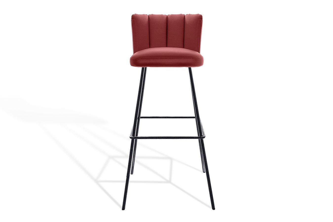 KFF Esszimmerstuhl Barhocker Gaia Leder rot H 82 cm
