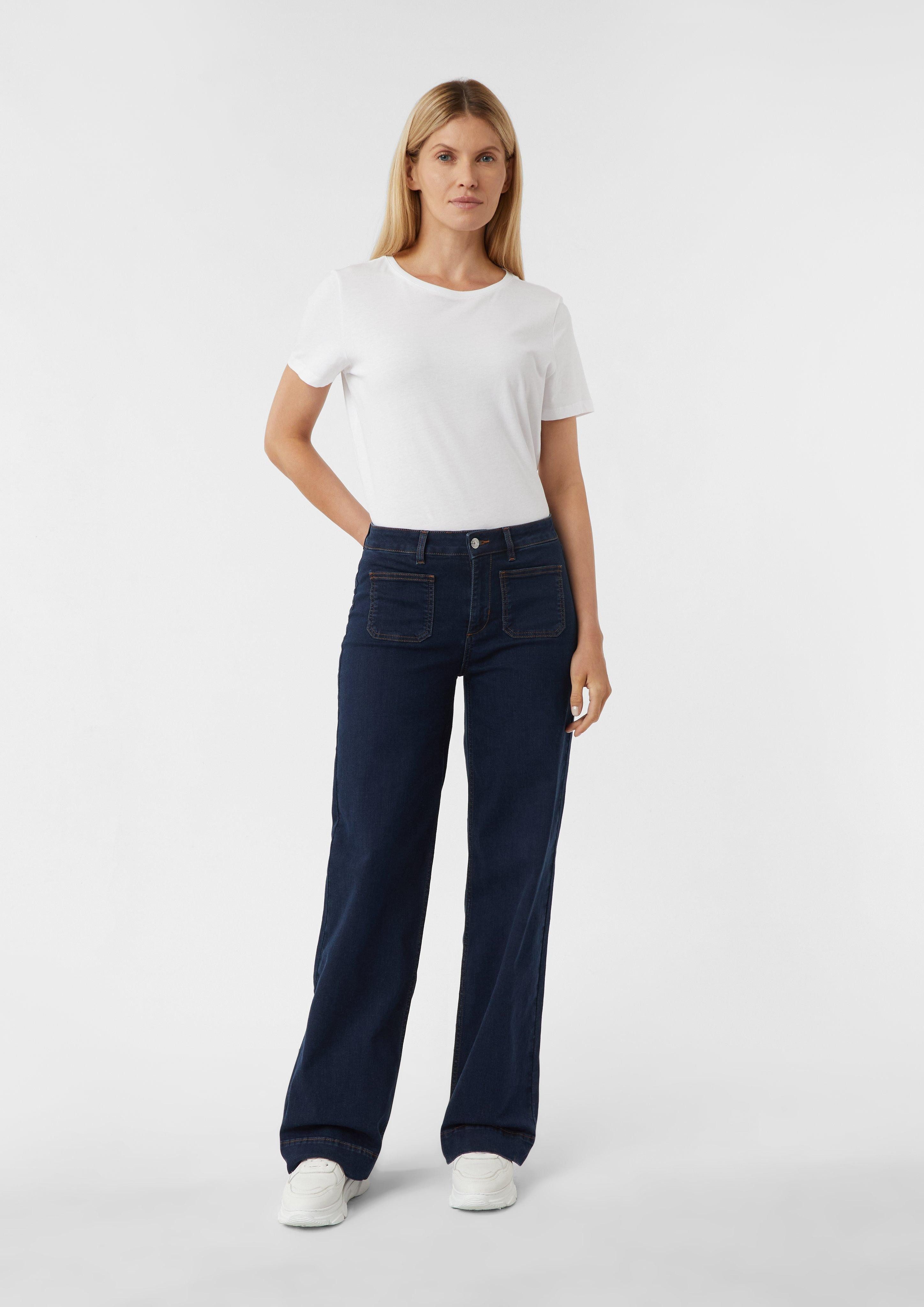 comma 5-Pocket-Jeans Elastische Wide-Leg-Jeans mit aufgesetzten günstig online kaufen