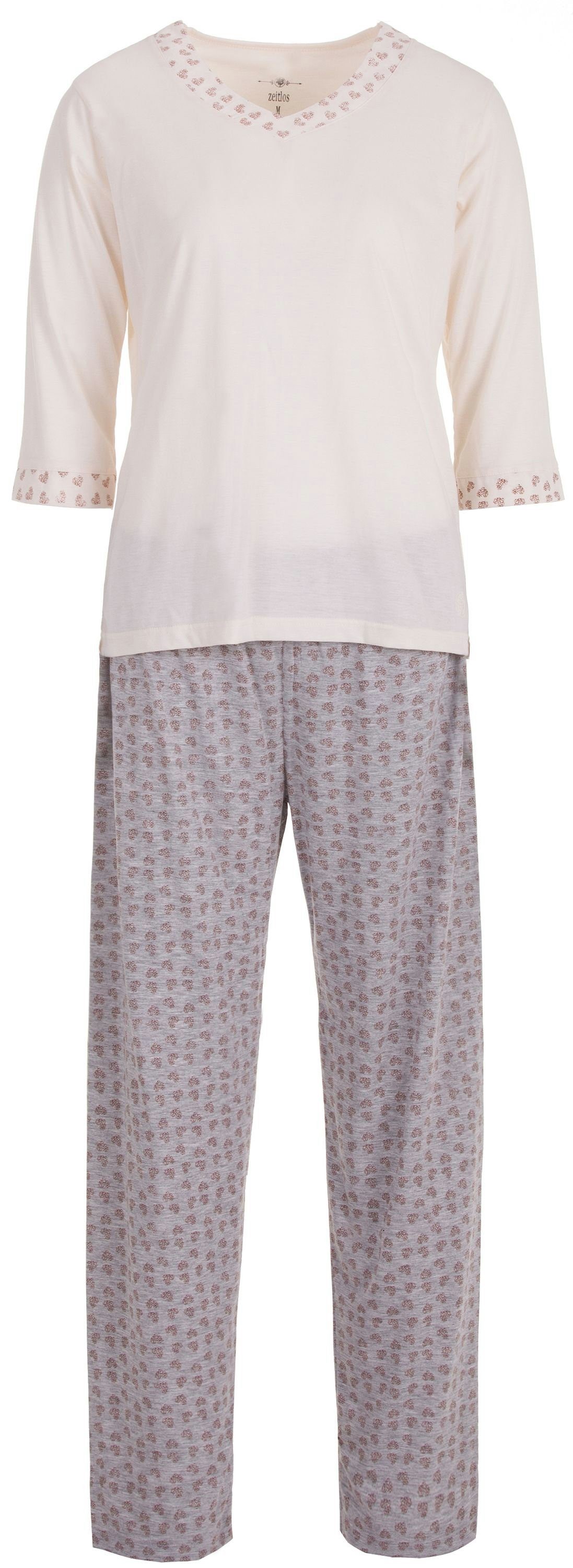 zeitlos Schlafanzug Pyjama Set 3/4 Arm günstig online kaufen