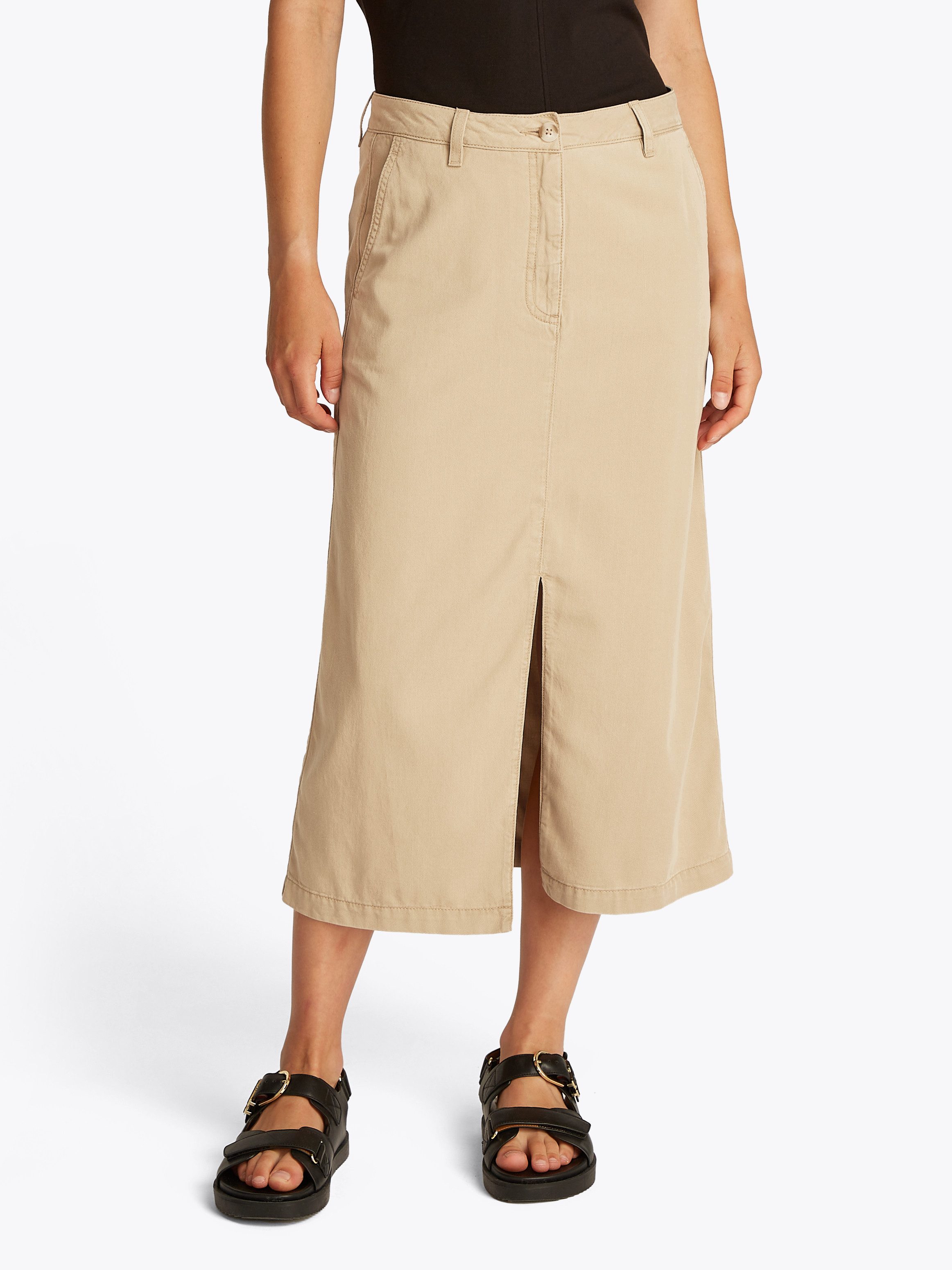Tommy Hilfiger Webrock CO TENCEL MIDI SKIRT mit Schlitz günstig online kaufen