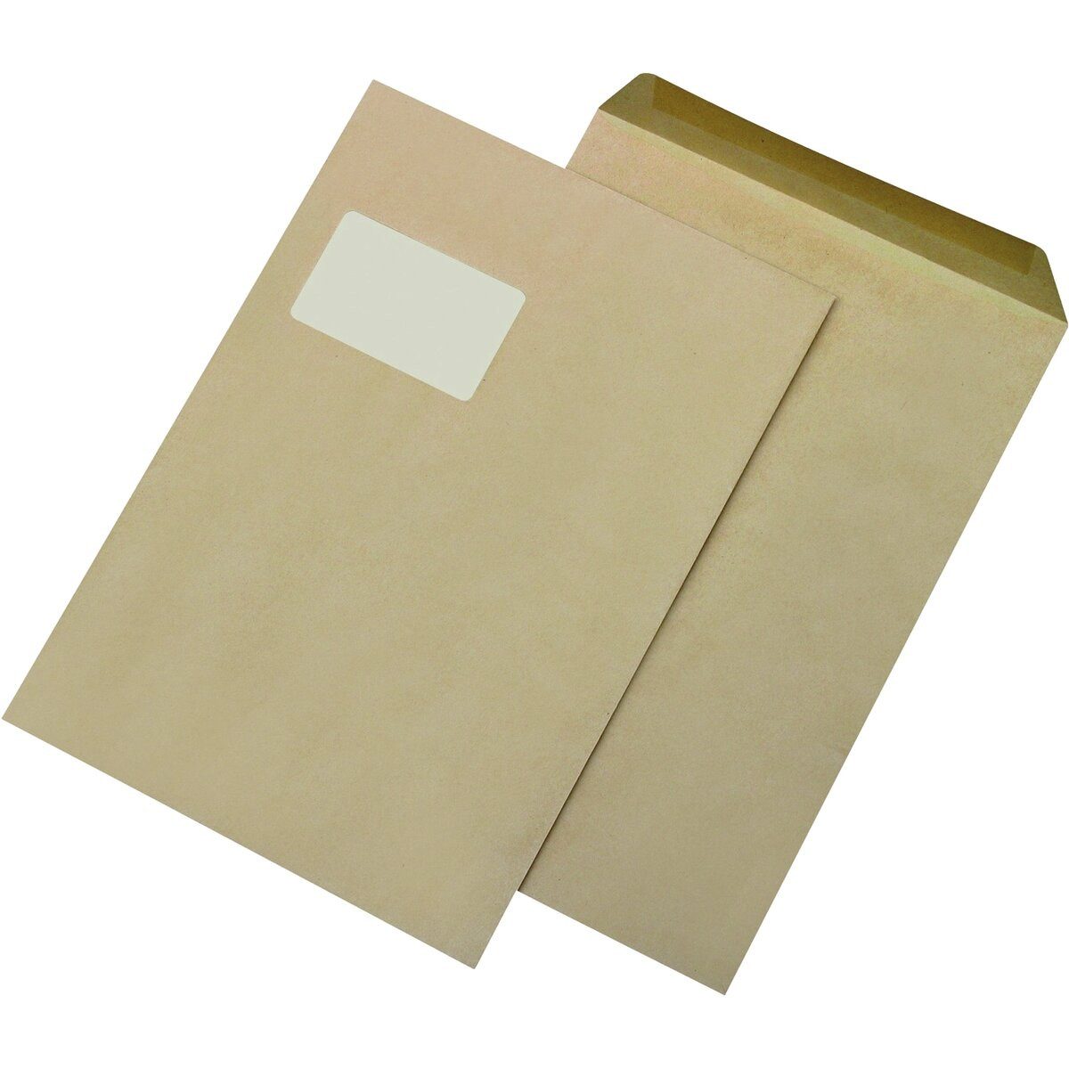 mayer-network GmbH Versandtasche Versandtaschen Recycling - C4 mit Fenster gummiert 90 g/qm braun 250 S