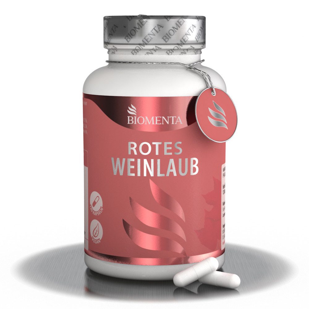 BIOMENTA Rotes Weinlaub - 120 Kapseln + Rutin, Steinklee, Kastanie, Bioflanoide Kapseln, 120 St., 98.4 g