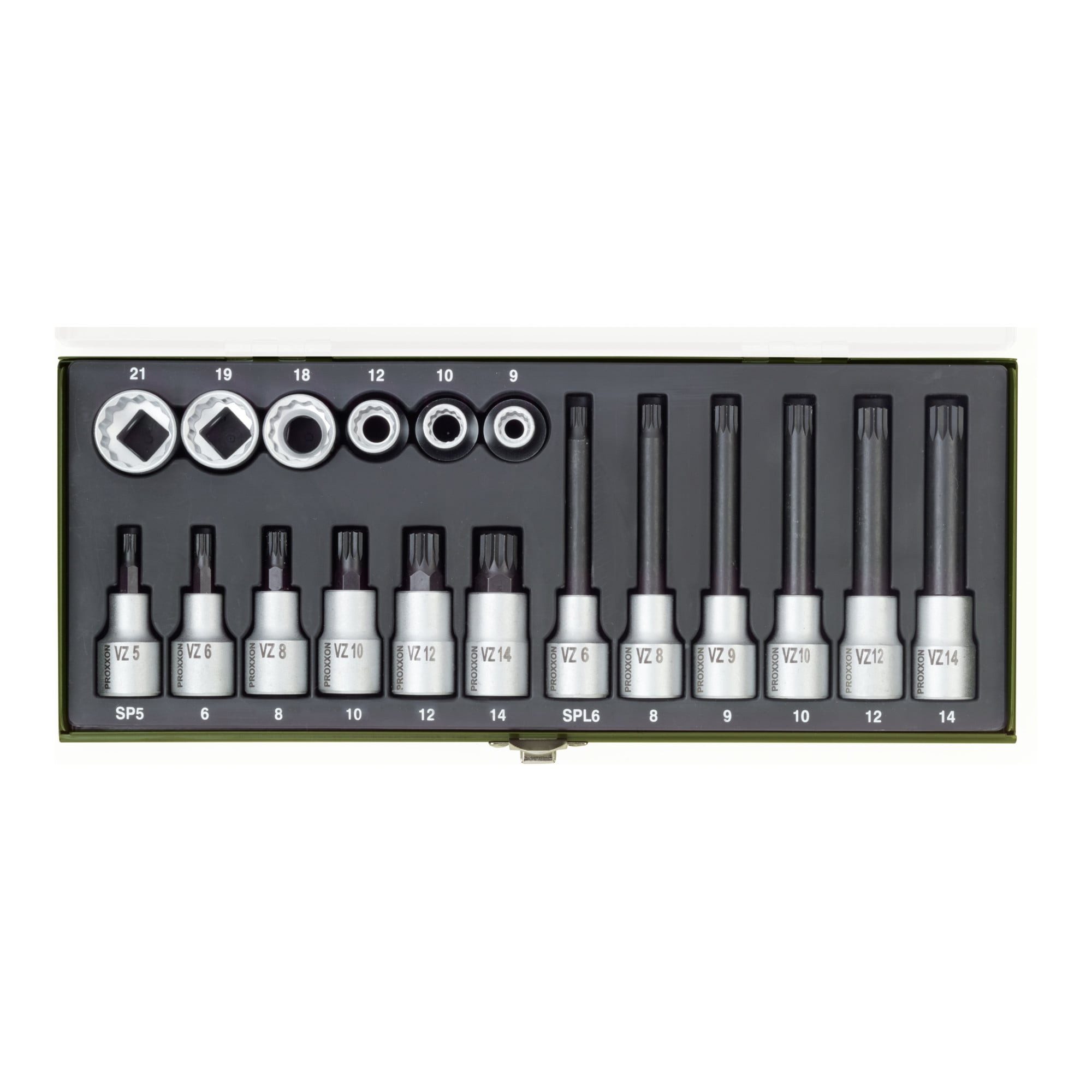 PROXXON INDUSTRIAL Bit- und Steckschlüsselset Proxxon Spezial-Steckschlüsselsatz für Vielzahnschrauben XZN, 18-tlg.