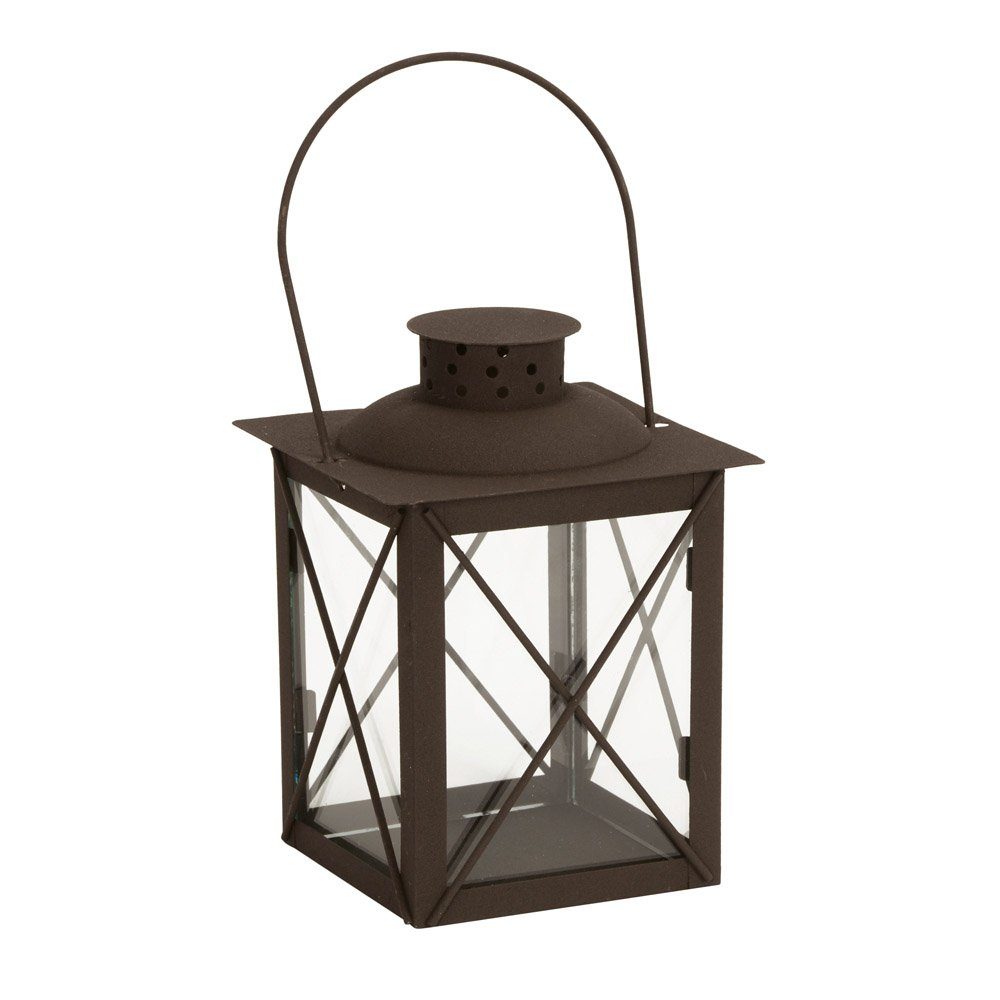 Posiwio Windlicht Kleine Laterne WINSTON braun dunkelbraun Metalllaterne H1 günstig online kaufen