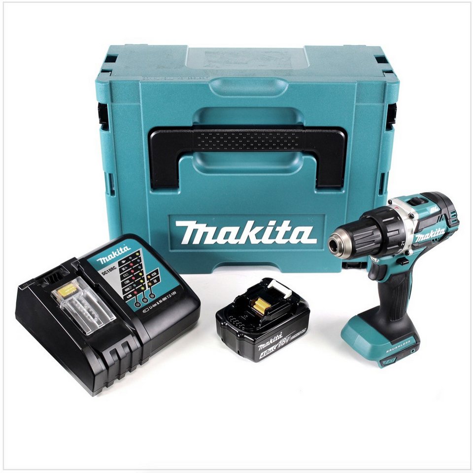 Thumbnail - Makita Säulenbohrmaschine DDF 484 RM1J 18 V Akku Bohrschrauber Brushless 54 Nm im Makpac mit 1x