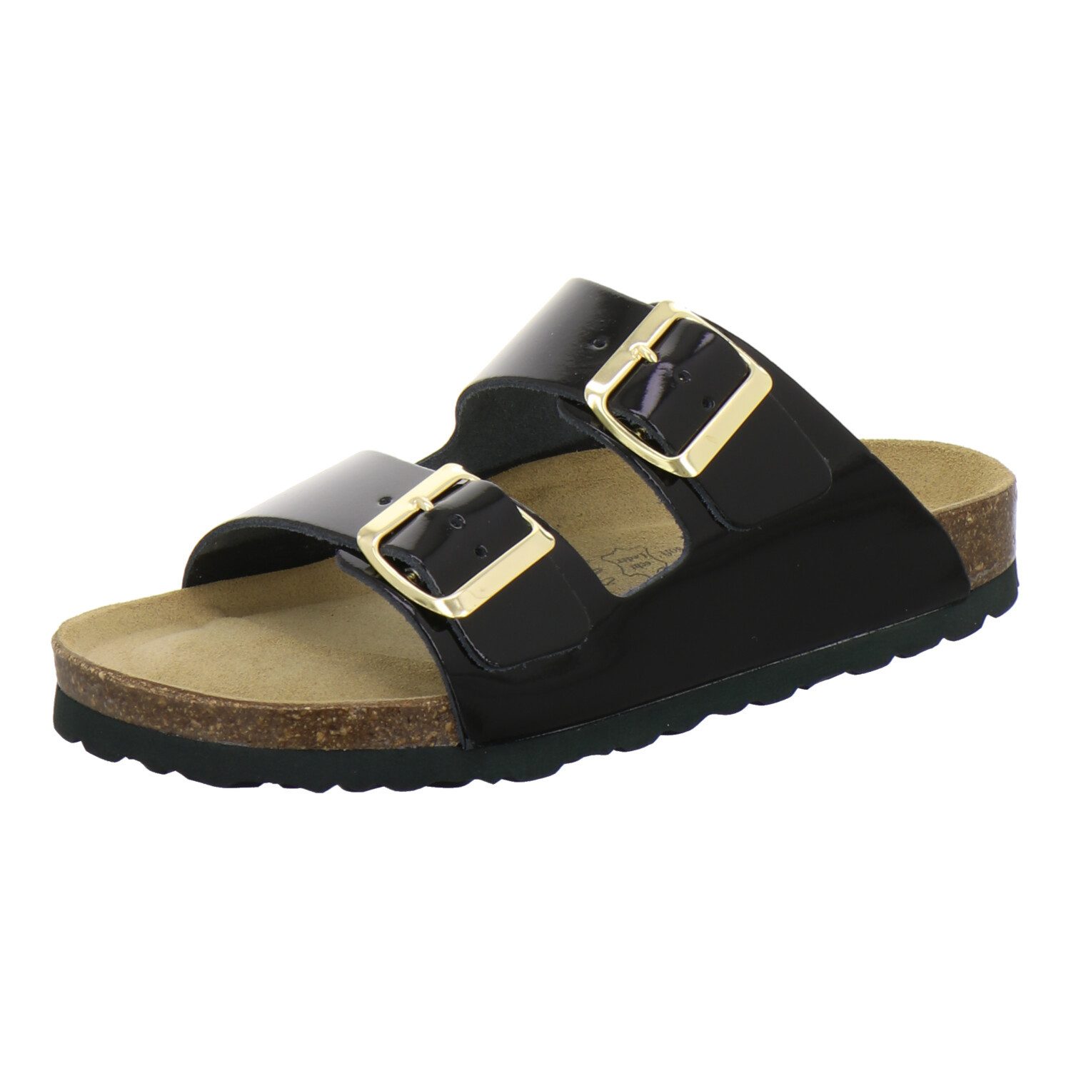 AFS-Schuhe 210025 Zweischnaller Pantolette für Damen mit Fußbett, bequeme Sandalen aus Leder