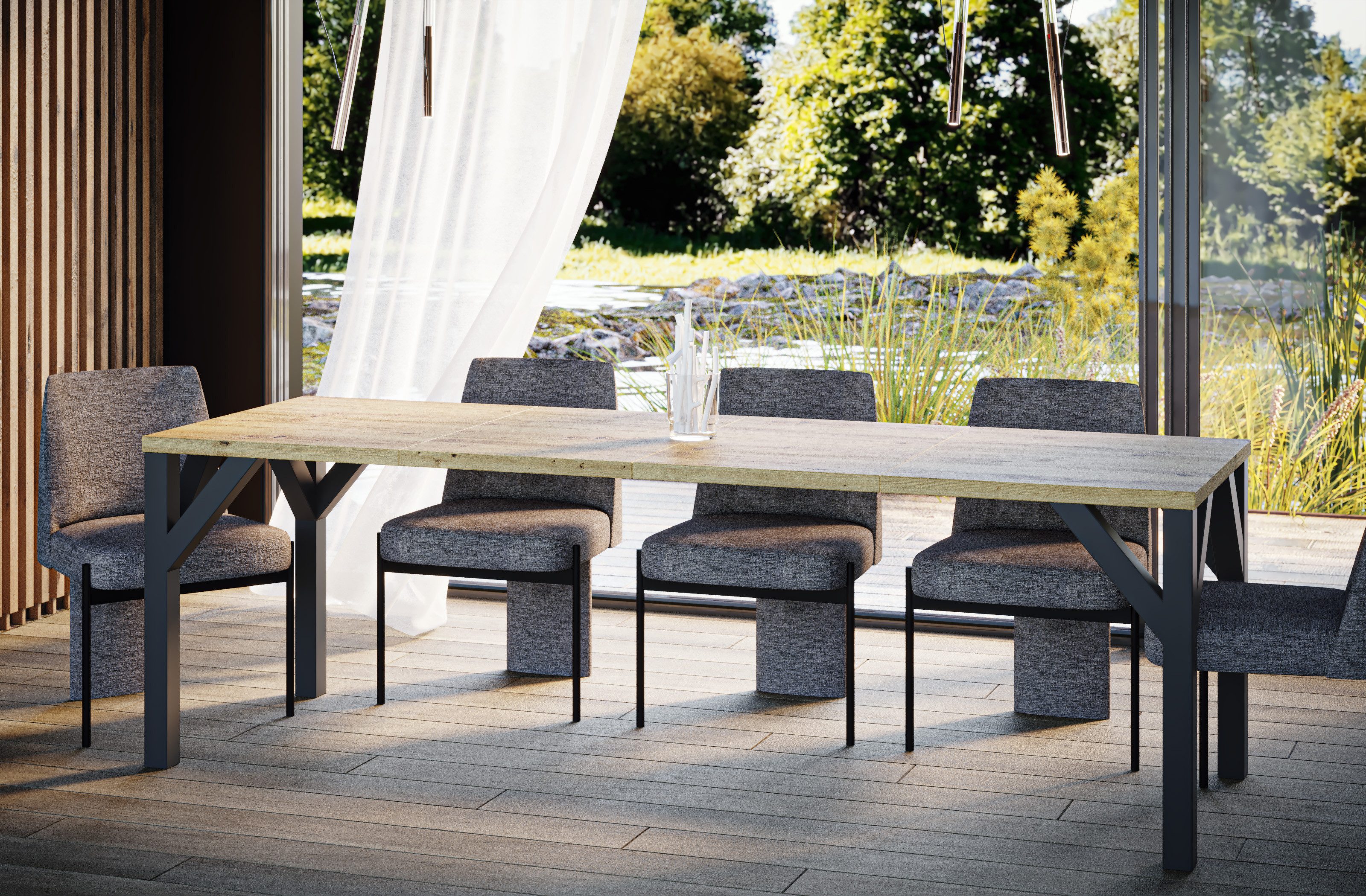 Endo-Moebel Esstisch "Baltika" ausziehbar 130-240cm / 130-185cm erweiterbar Vierfuß-Gestell, bis zu 10 Personen, stabil